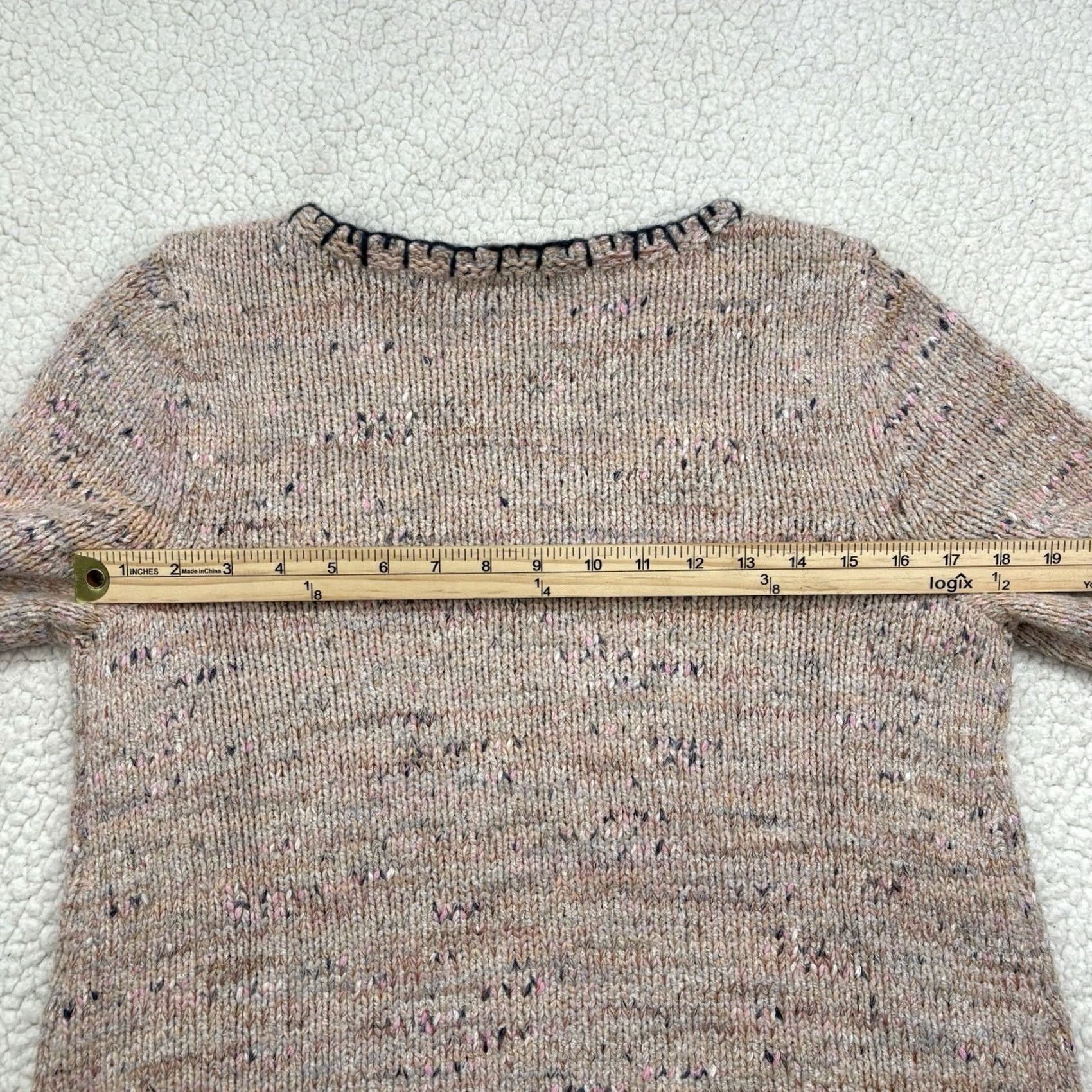 J. Jill J Jill Multicolor Cotton Blend Chunky Knit Sweater Womens S Whipstitch Crew Neck Pullover Size S / US 4 / IT 40 - 6 Thumbnail