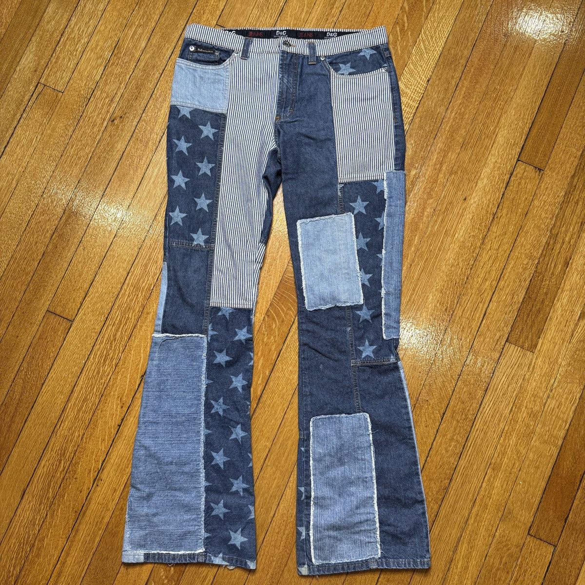 Dolce & Gabbana RARE Dolce & Gabanna Patchwork Vintage Women Flare Jeans Size 32" / US 10 / IT 46 - 1 Thumbnail