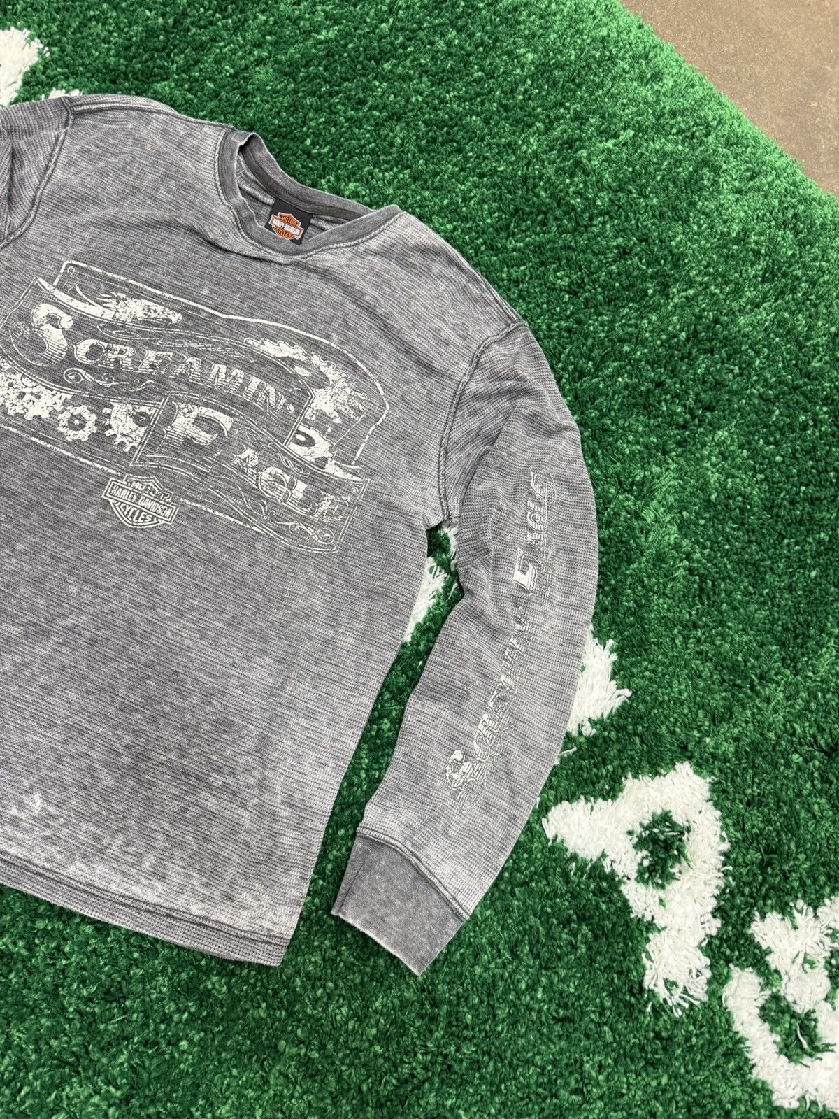 Harley Davidson × Vintage Vintage Harley Davidson Screaming Eagle Grey Thermal Tee XL Size US XL / EU 56 / 4 - 3 Thumbnail