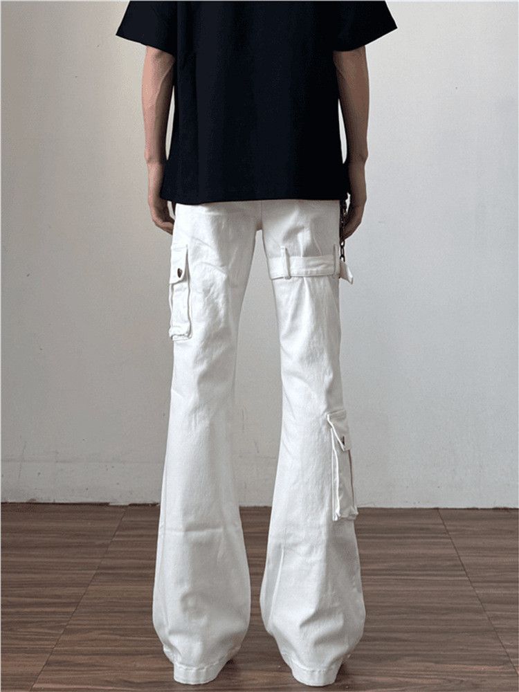 Japanese Brand White men's American straight flared cargo jeans Size US 32 / EU 48 - 5 Thumbnail