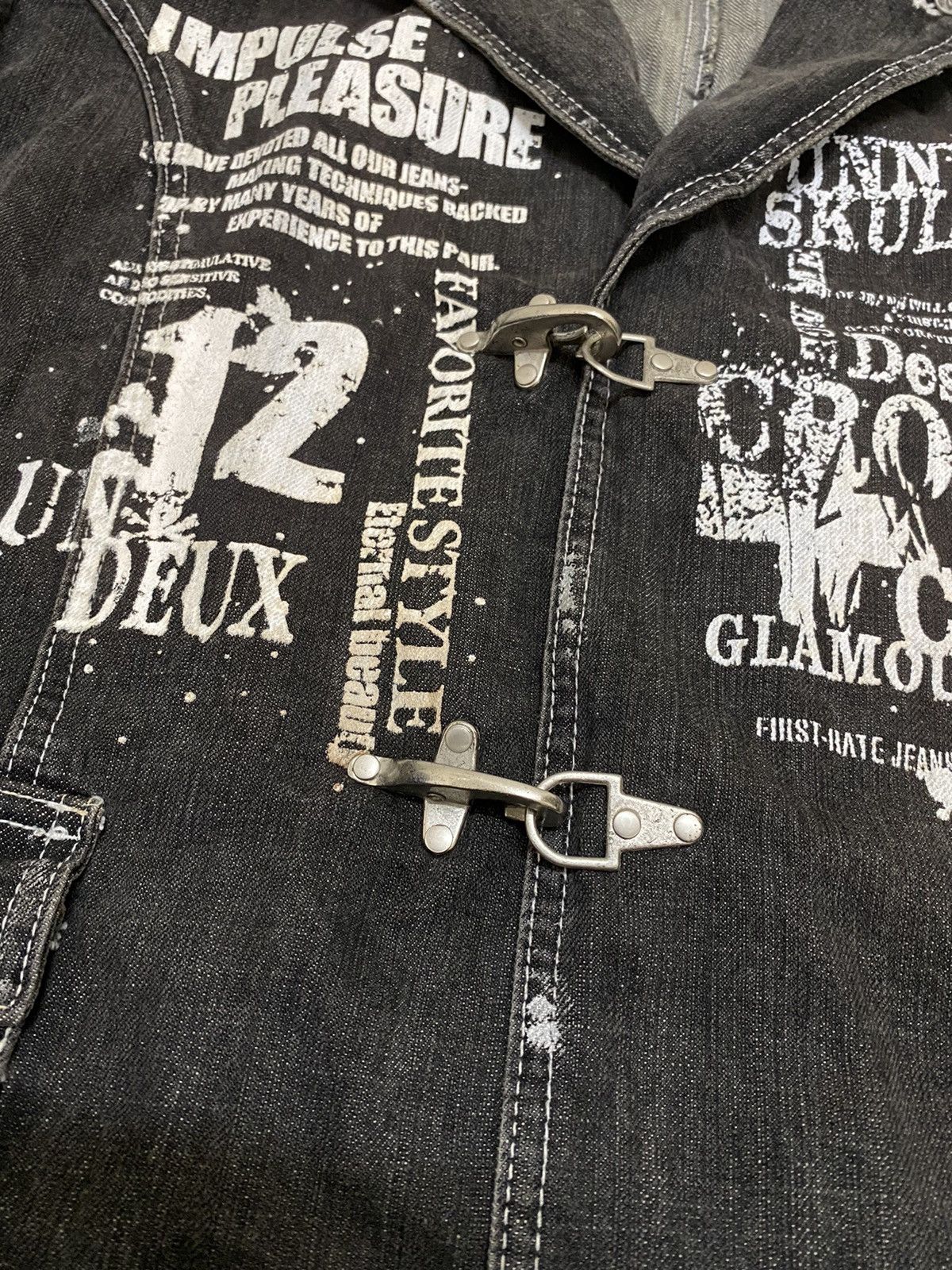 If Six Was Nine × Japanese Brand × Seditionaries Skulls Motive Buckle Double Brested Denim Jacket (C2) Size US M / EU 48-50 / 2 - 3 Thumbnail