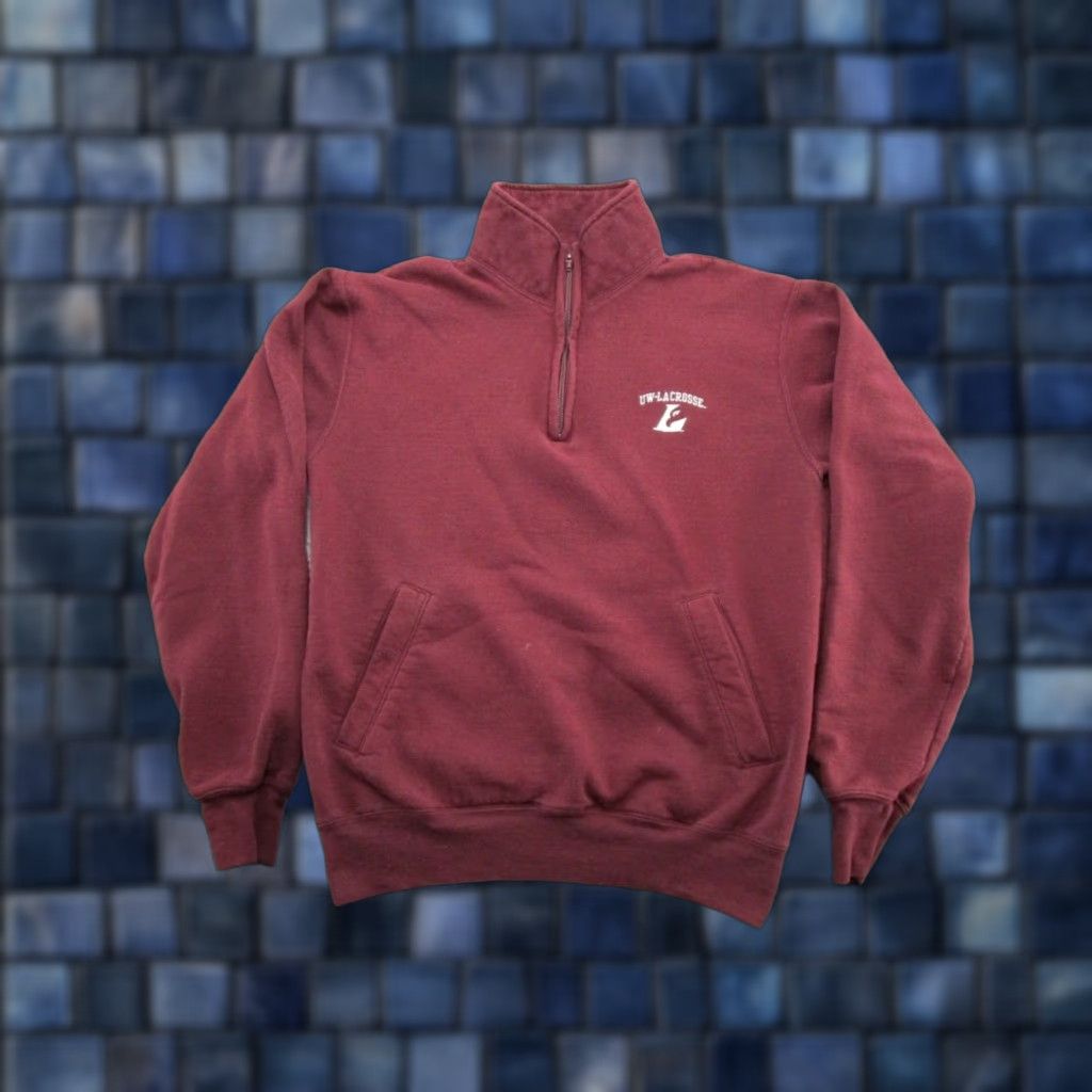 Champion Champion 1/4 Zip Sweatshirt University Red M Men Lacrosse Wisconsin La Crosse Eagles Shirt Size US M / EU 48-50 / 2 - 1 Thumbnail