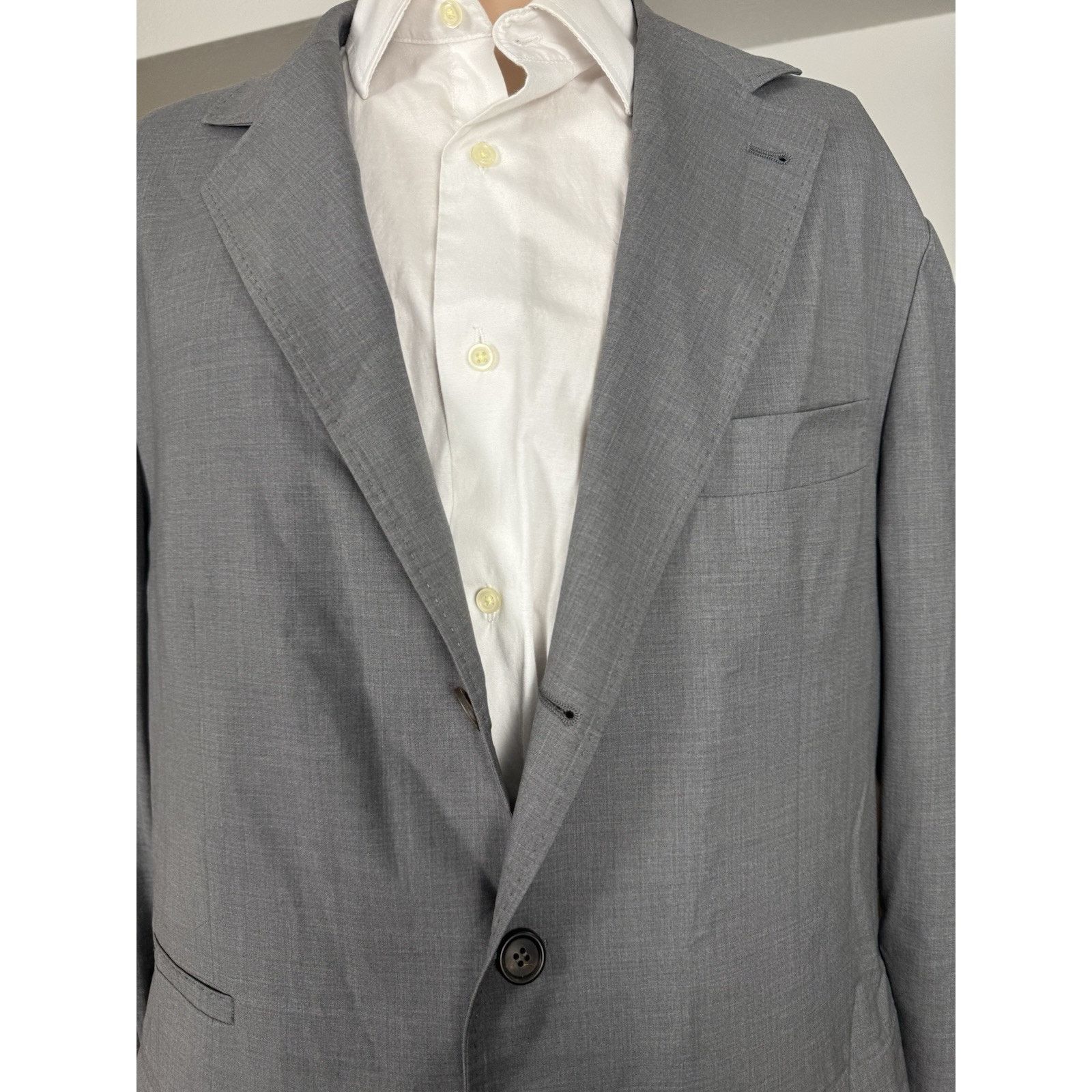 Brunello Cucinelli Brunello Cucinelli Gray Wool Silk Blazer 54/44 Light Size 44R - 4 Thumbnail