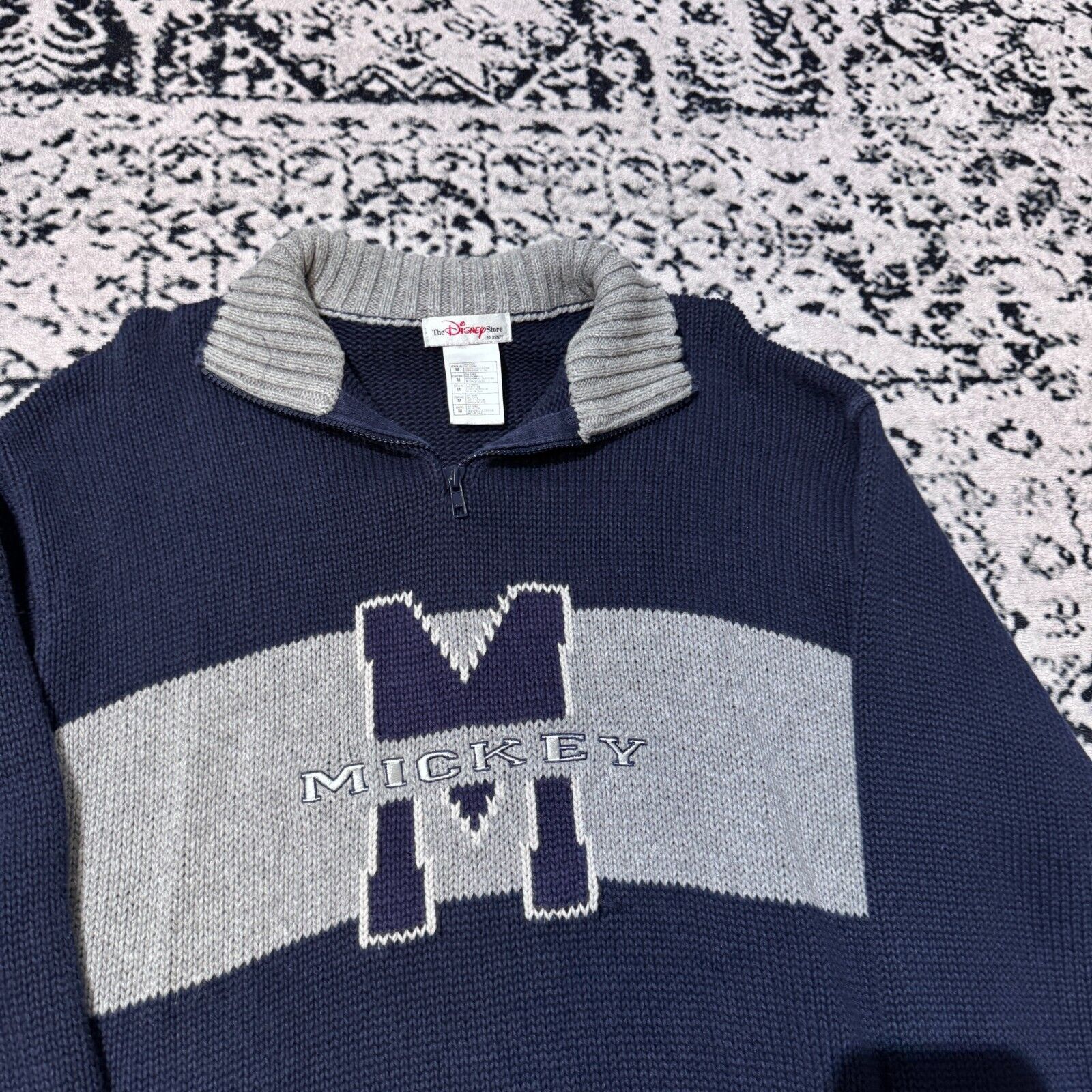 Disney × Vintage Vintage Disney Navy Cotton Halfzip Sweater Size L Y2K 90s Size US L / EU 52-54 / 3 - 4 Thumbnail