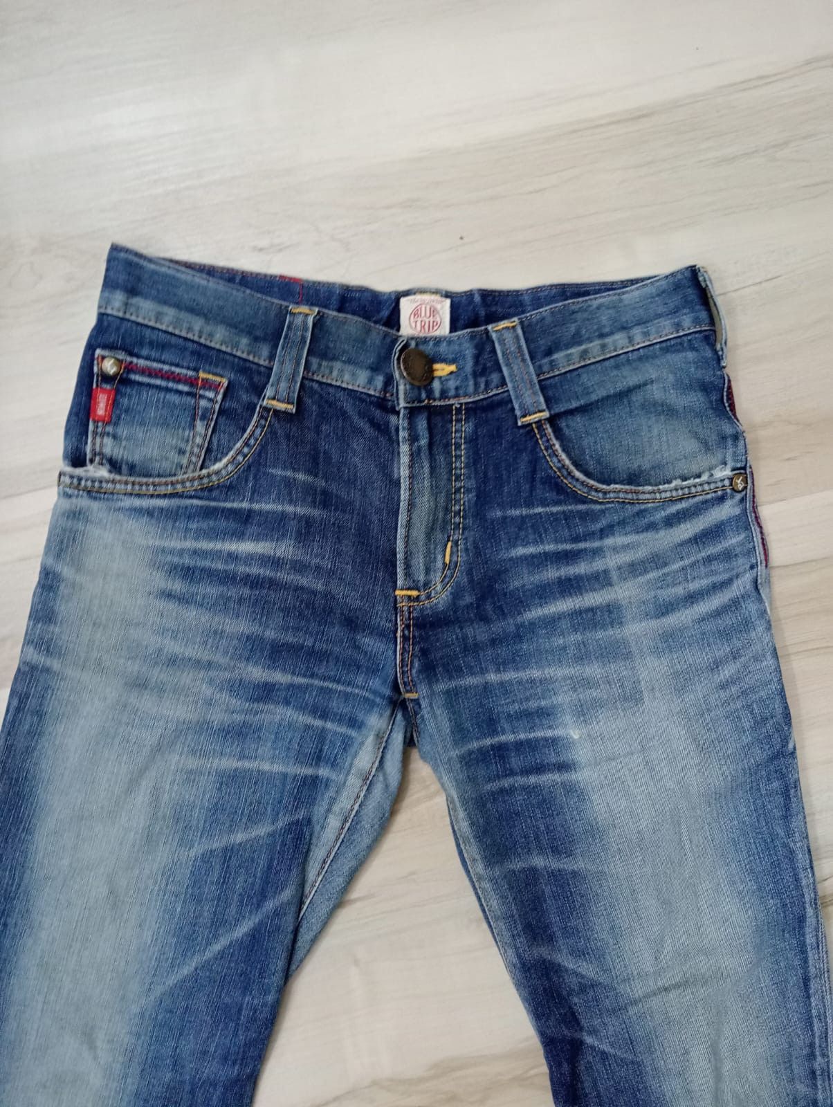 Edwin × Japanese Brand Flared Edwin Blue Trip distressed twist leg Size US 33 - 4 Thumbnail