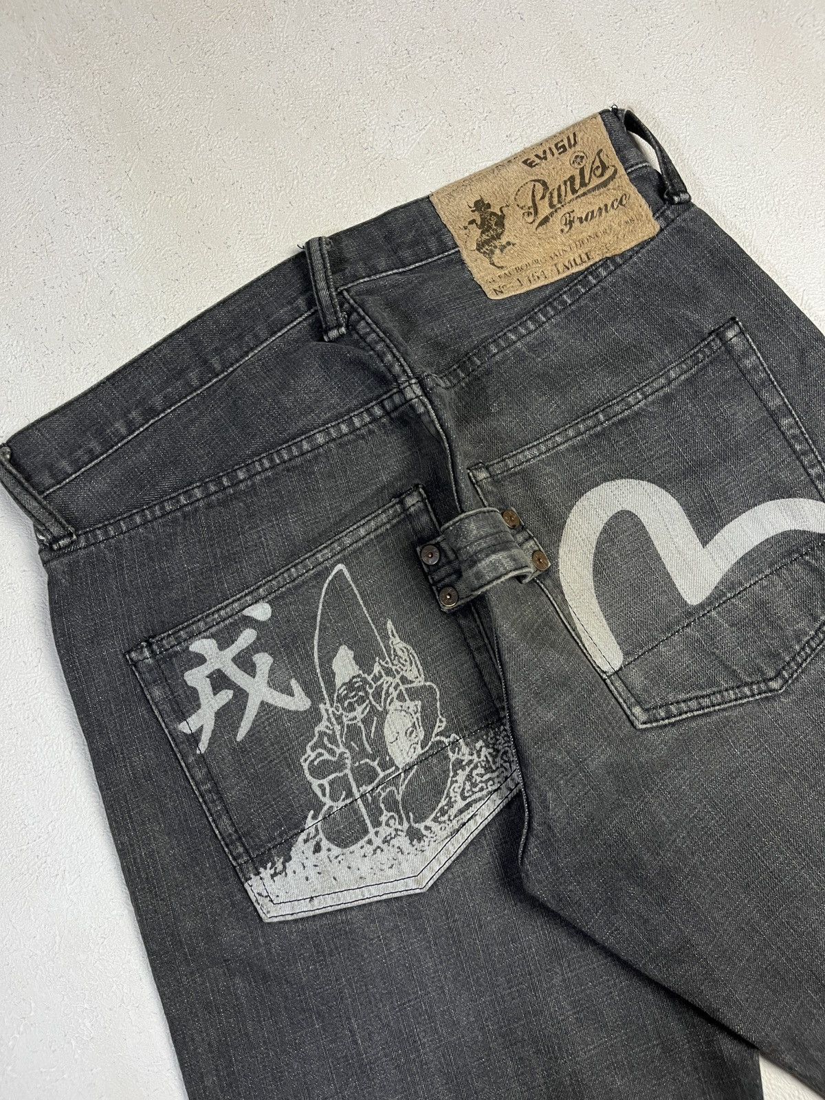 Evisu Paris Seagull Black Washed Jeans