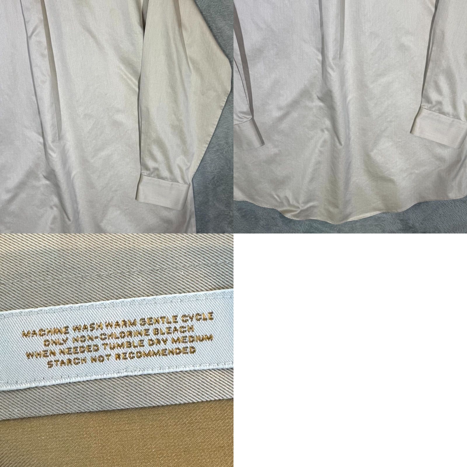 Vintage Gold Label Dress Shirt 16/34 Tan 100% Cotton Fitted Career Formal Men Regular Long Sleeve Button Cuffs Chest 48" Vintage No Iron Modern Pattern Solid Size 42R - 9 Thumbnail