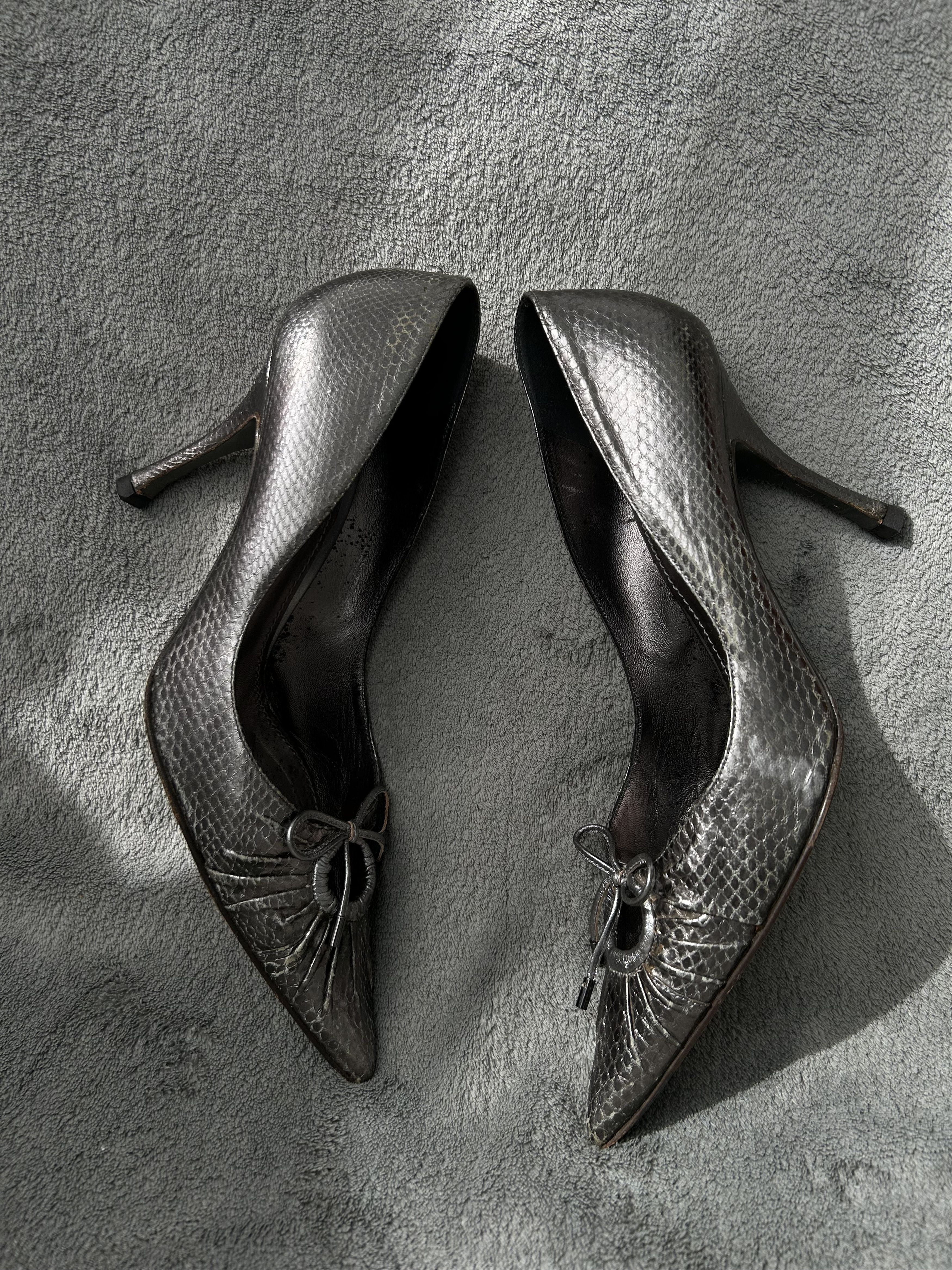 Dolce & Gabbana Dolce & Gabbana Metallic Snakeskin-Embossed Pumps Heels Size US 11 / IT 41 - 4 Thumbnail