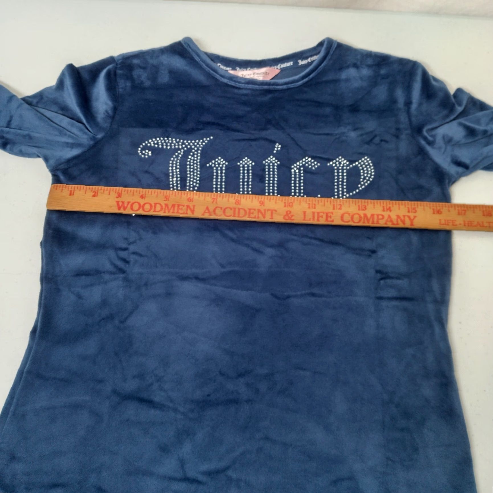 Juicy Couture Juicy Couture Sleepwear Shirt Small Blue Velour Rhinestones Long Sleeve Y2K Women Pajama Top Velvet Accent Holiday Vintage Glow Size S / US 4 / IT 40 - 3 Thumbnail