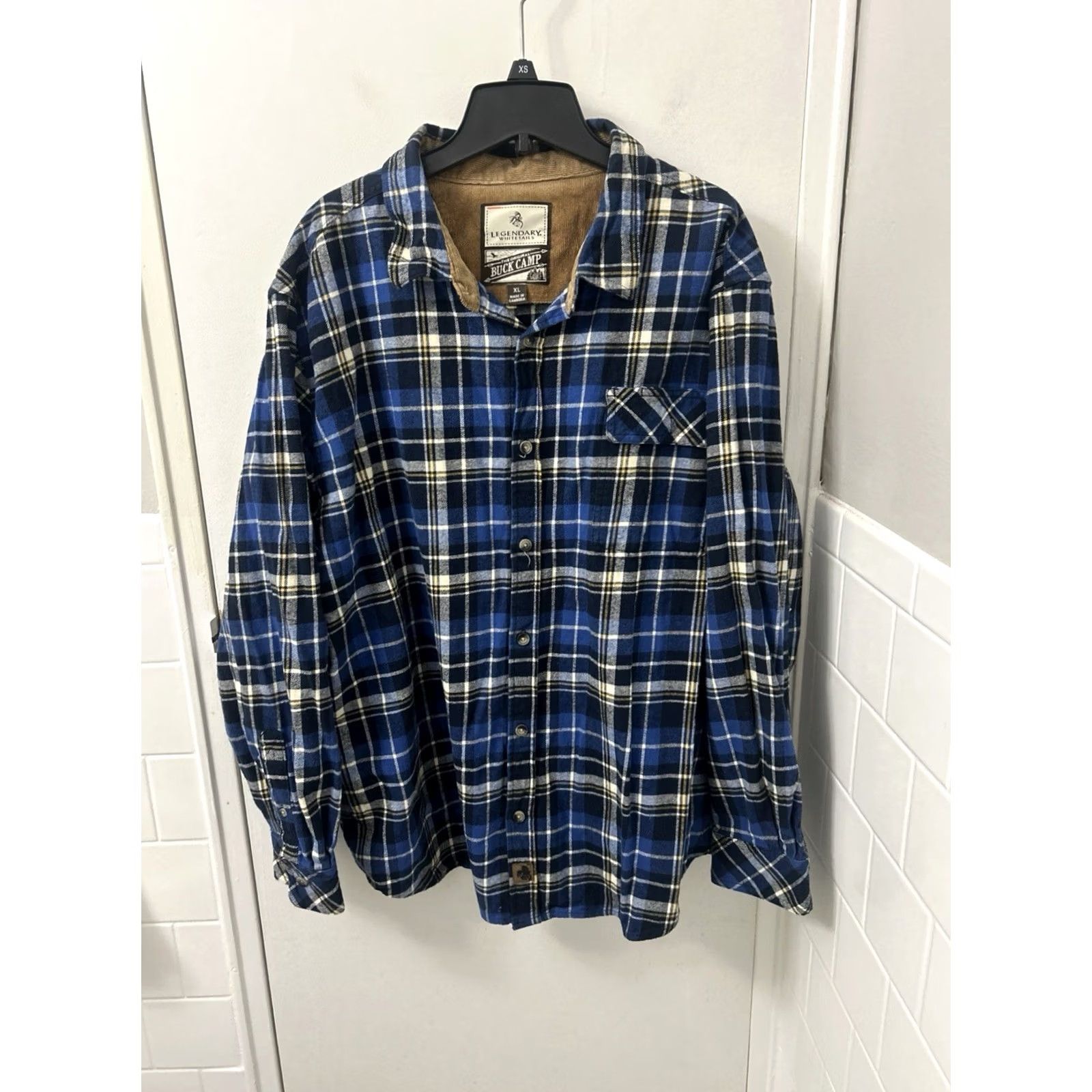 Vintage VINTAGE Legendary Whitetails Buck Camp Flannel Shirt Mens XL Blue Plaid Corduroy L/S Size US XL / EU 56 / 4 - 2 Thumbnail