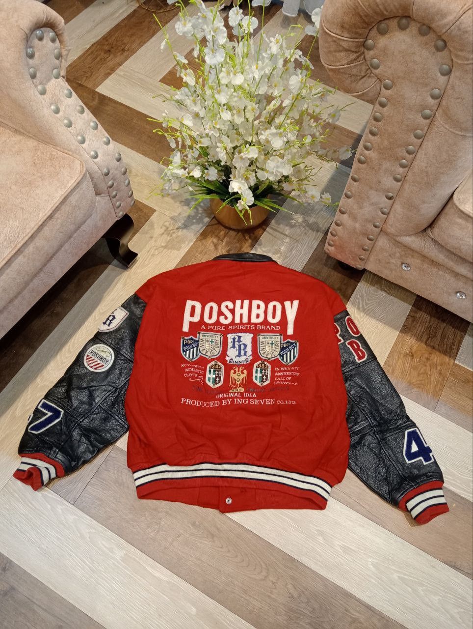 Japanese Brand VINTAGE POSHBOY PATCHES VARSITY JACKET Size US L / EU 52-54 / 3 - 9 Thumbnail