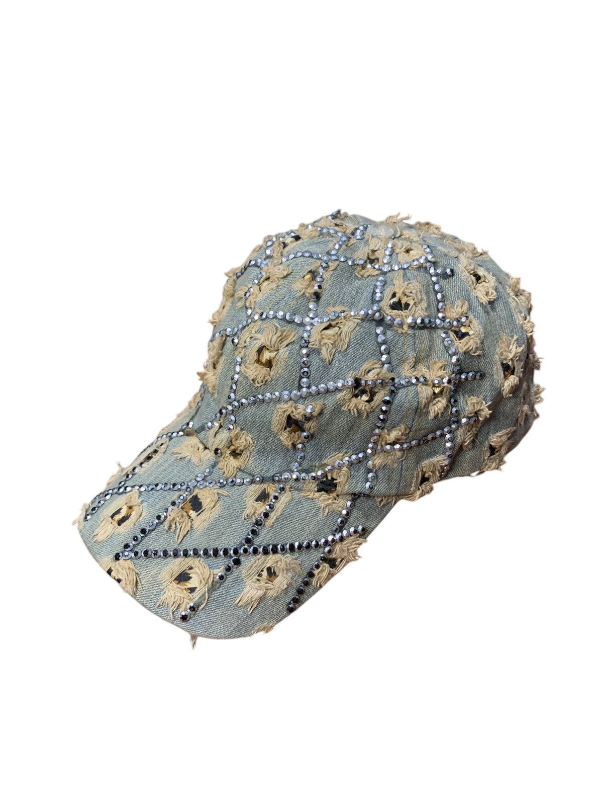 14th Addiction × Beauty Beast × KMRii Vintage japanese distressed studded leopard denim hat Size ONE SIZE - 1 Thumbnail