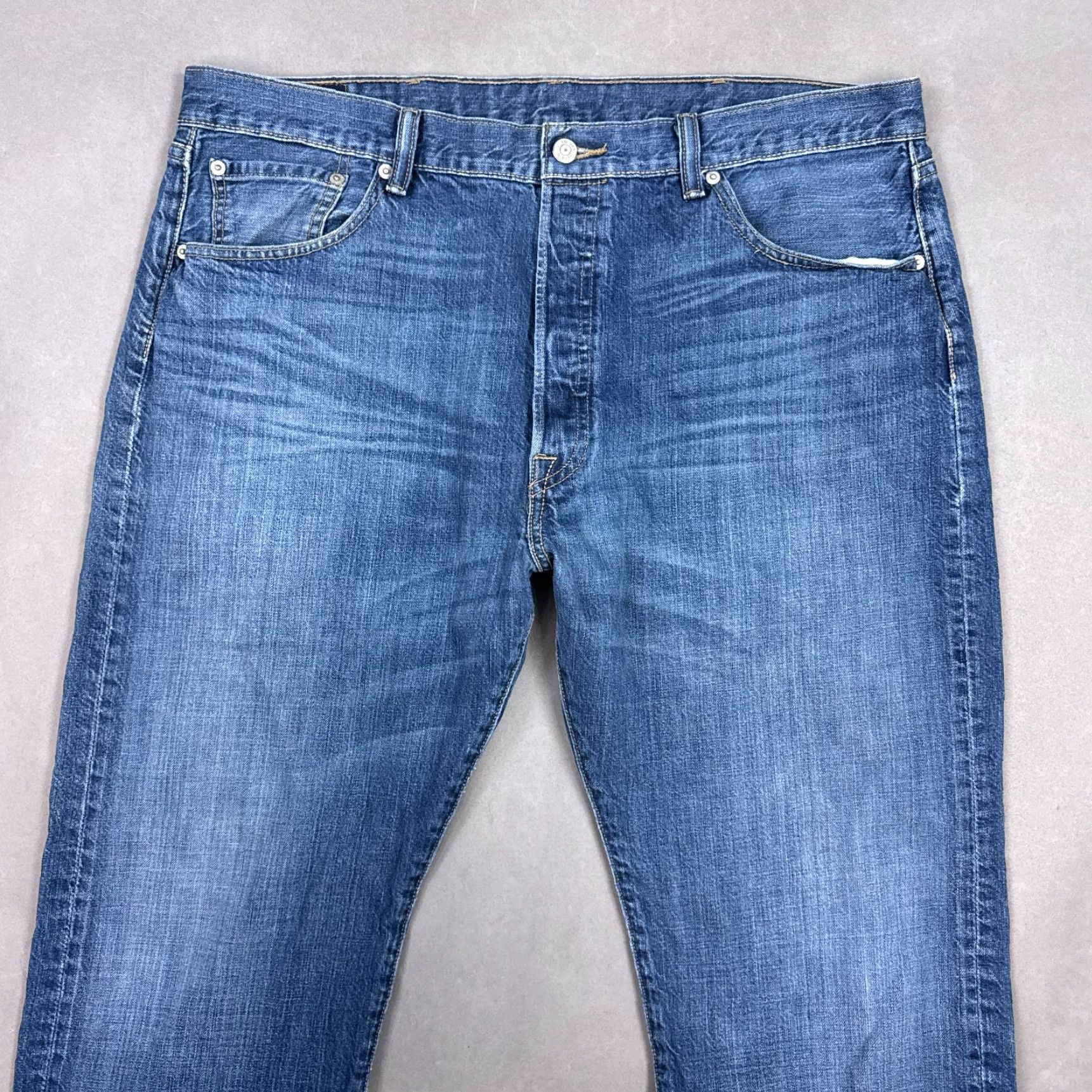 Levi's Levis 501 Jeans Mens 40x32 Blue Denim Pants Button Fly Straight Faded Work Chore Size US 40 / EU 56 - 3 Thumbnail