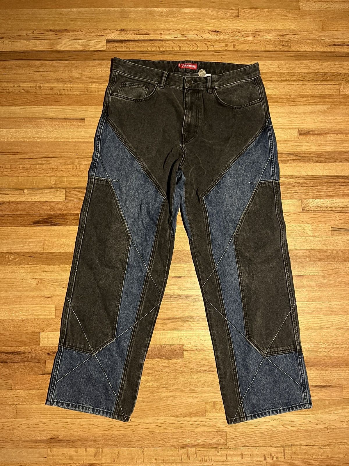 Supreme Two Tone Denim Jeans in Black & Blue Size US 34 / EU 50 - 1 Thumbnail