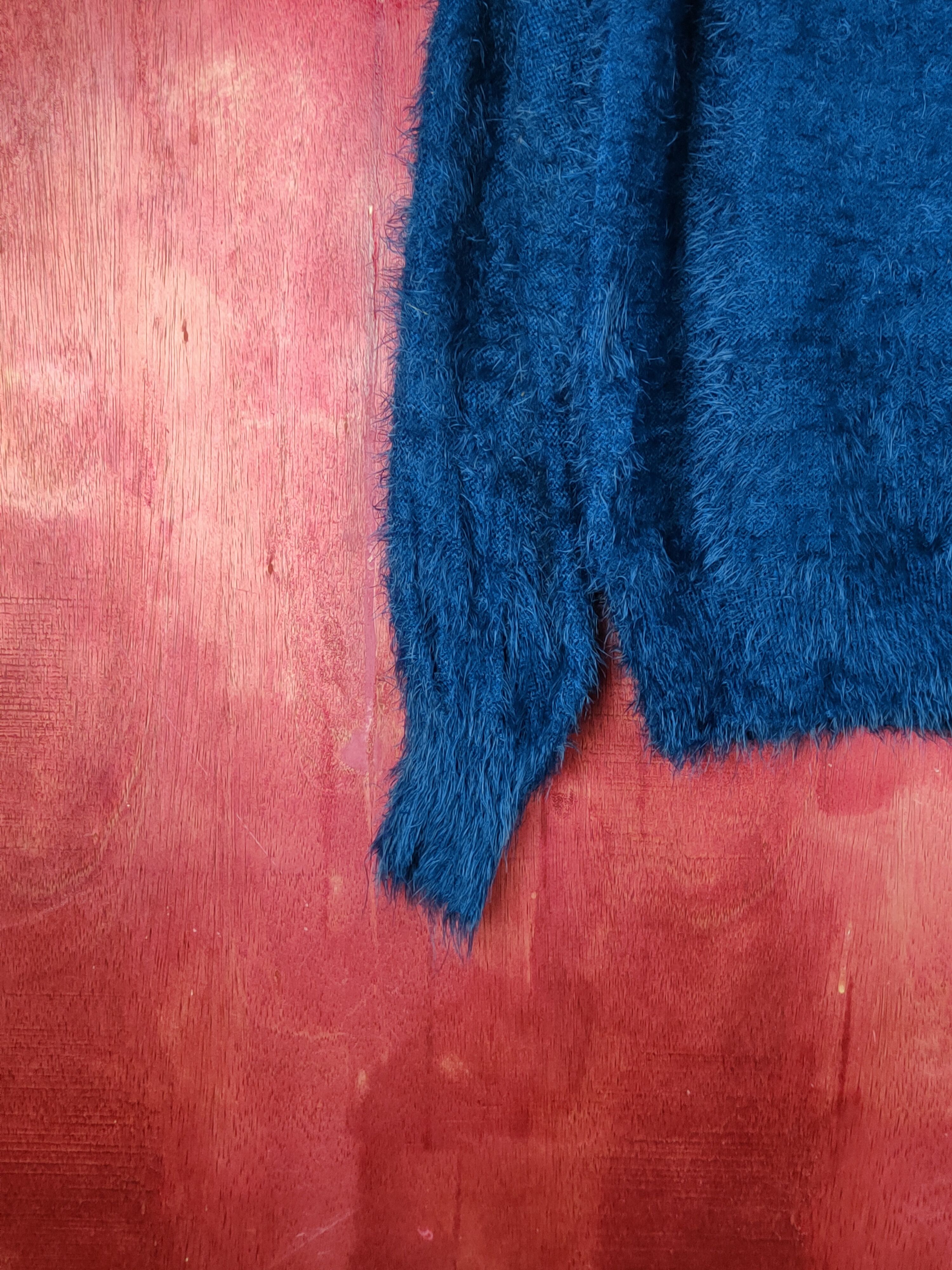 Homespun Knitwear Evris Blue Shag Shaggy Fur Mohair Knitwear #S1953 Size S / US 4 / IT 40 - 4 Thumbnail