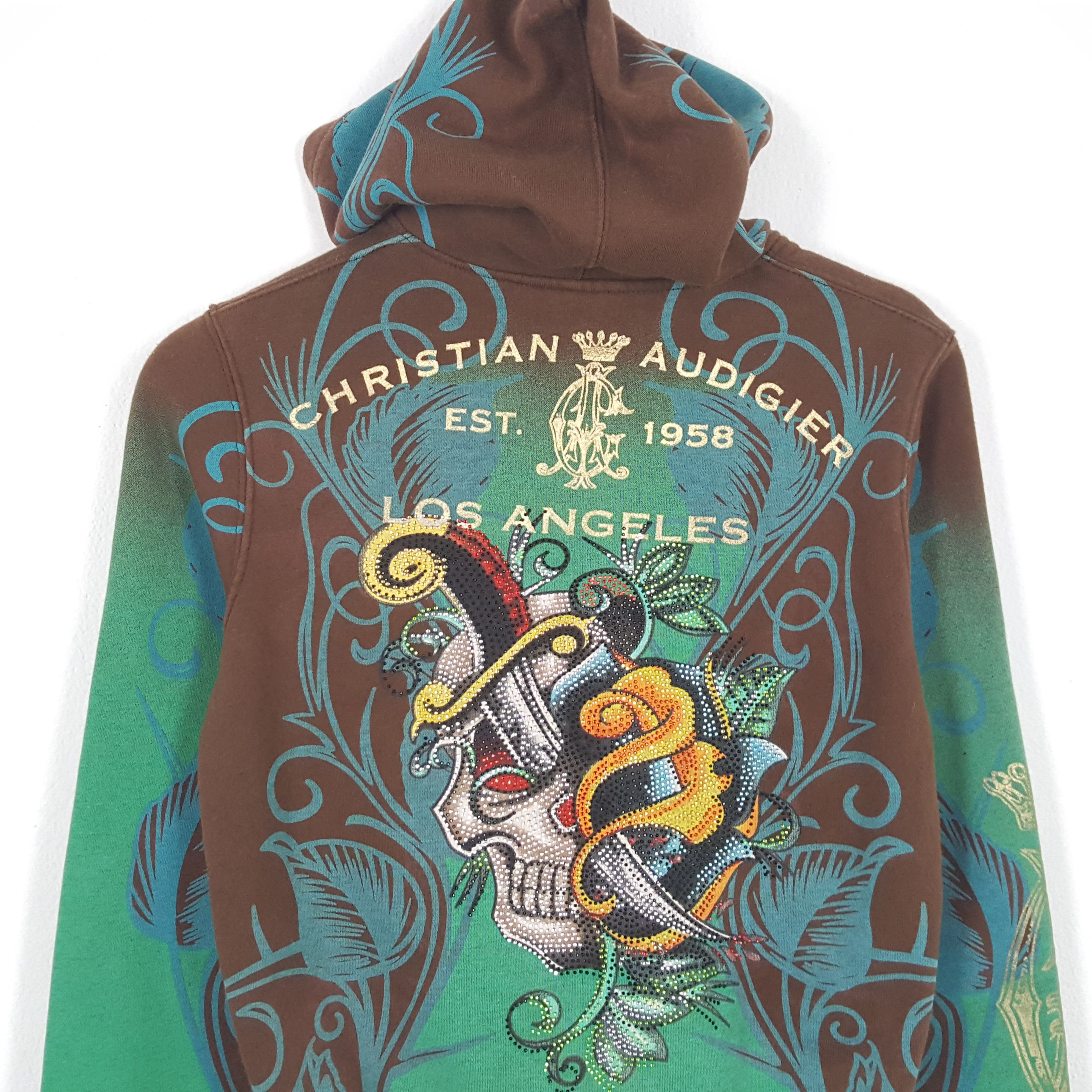 Christian Audigier × Ed Hardy × Vintage Vintage Christian Audigier Designer Ed-Hardy Style Hoodies Size XS / US 0-2 / IT 36-38 - 2 Thumbnail