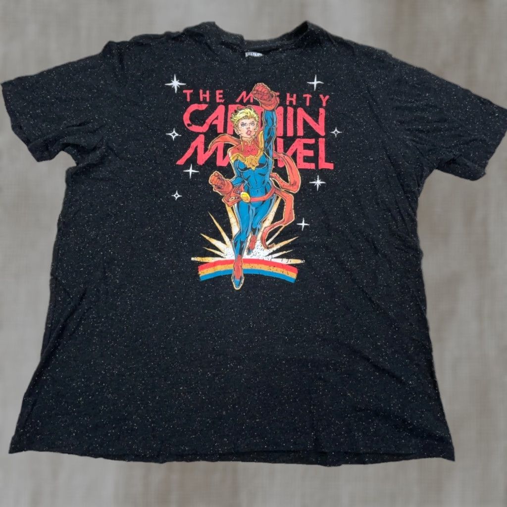 Vintage Captain Marvel Shirt Men 2XL XXL Black Marvel Comics Hero Tee Adult Space Casual Short Sleeve T-Shirt Costume Tee Mens Size US XXL / EU 58 / 5 - 1 Thumbnail