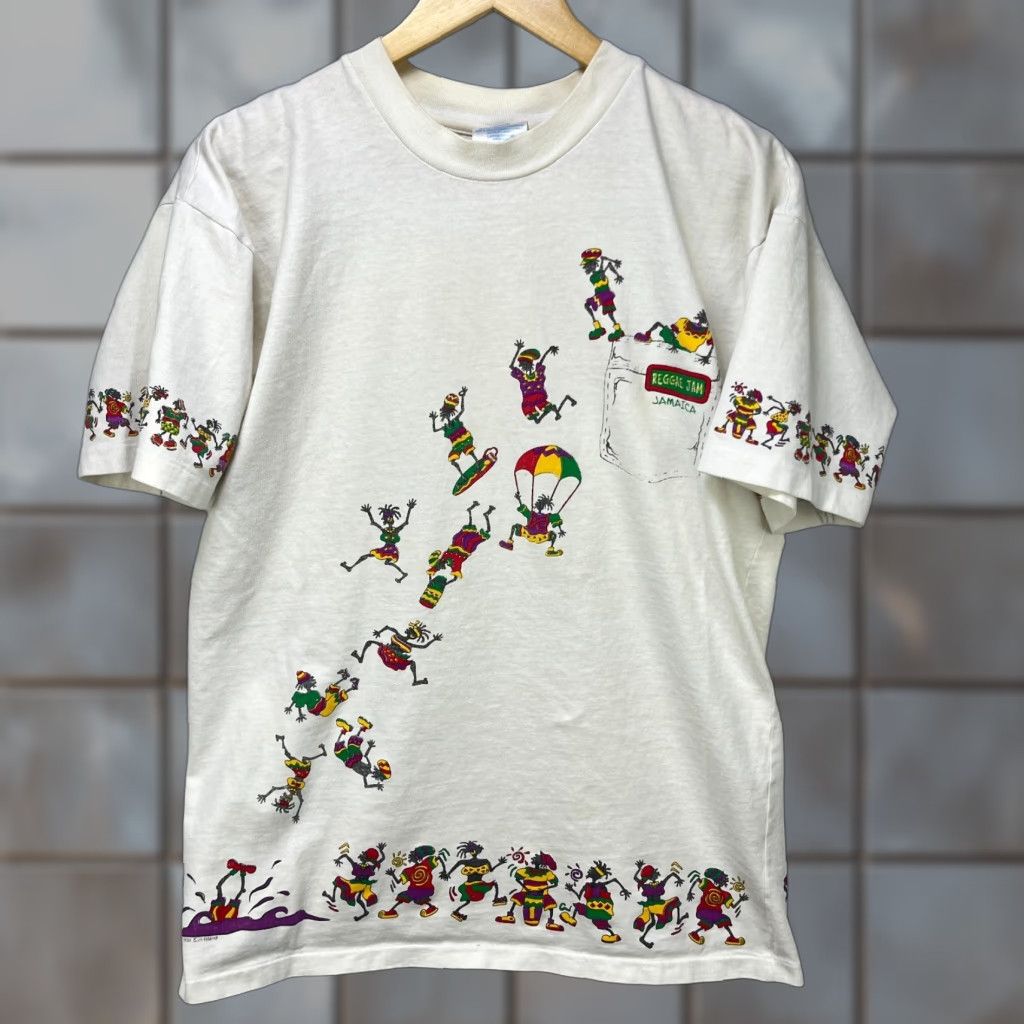 Vintage VINTAGE Jamaica Reggae Jam Rasta Single Stitch T-Shirt L Mens White 90s Size US L / EU 52-54 / 3 - 1 Thumbnail