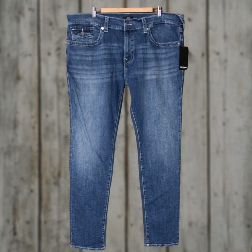 True Religion TRUE RELIGION Rocco Flap Pocket Relaxed Skinny Stretch Denim Blue Jeans Sz 42 Mens Jeans Size US 42 / EU 58 - 1 Thumbnail
