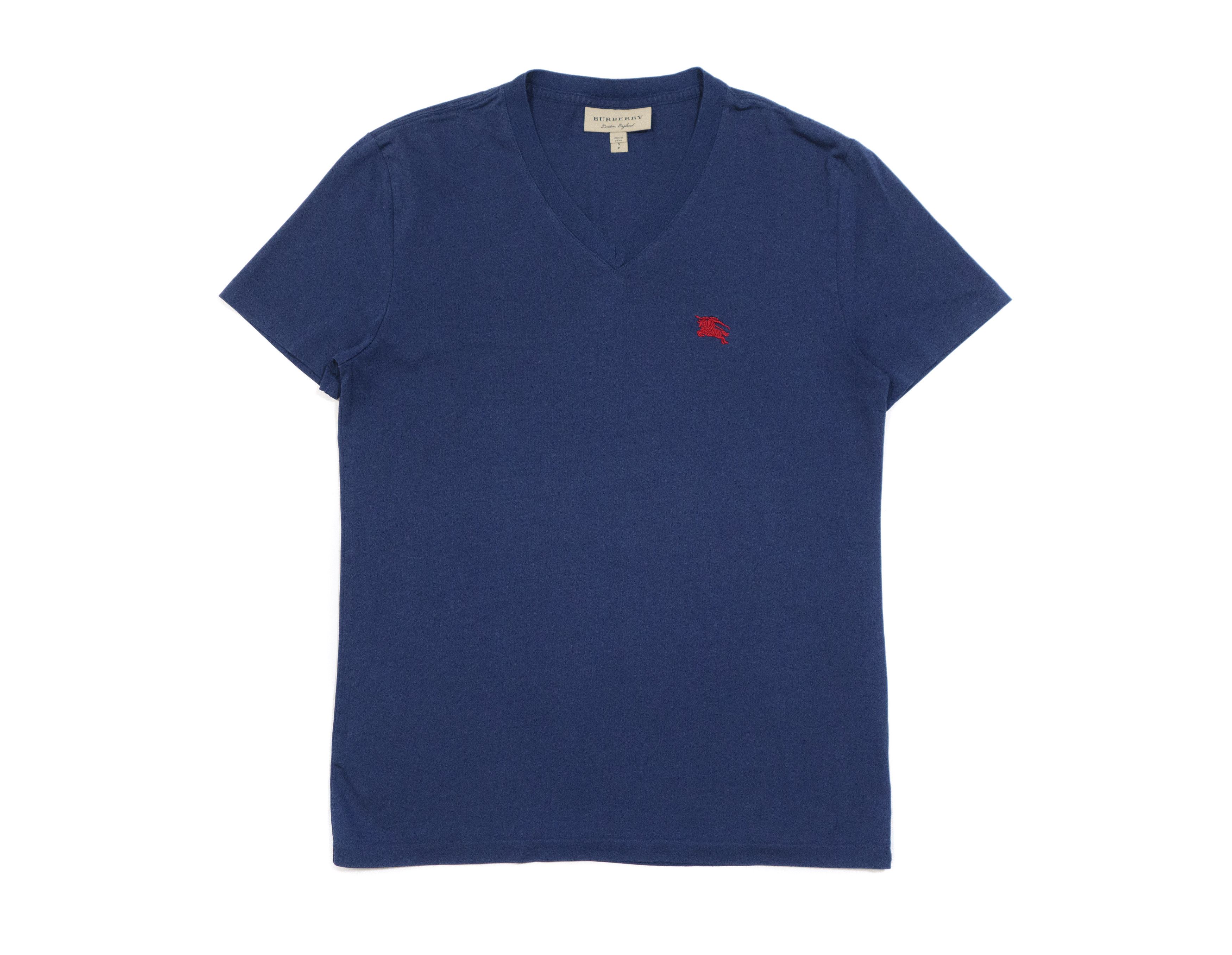 Burberry V-Neck Logo Basic T-Shirt Size US S / EU 44-46 / 1 - 1 Thumbnail