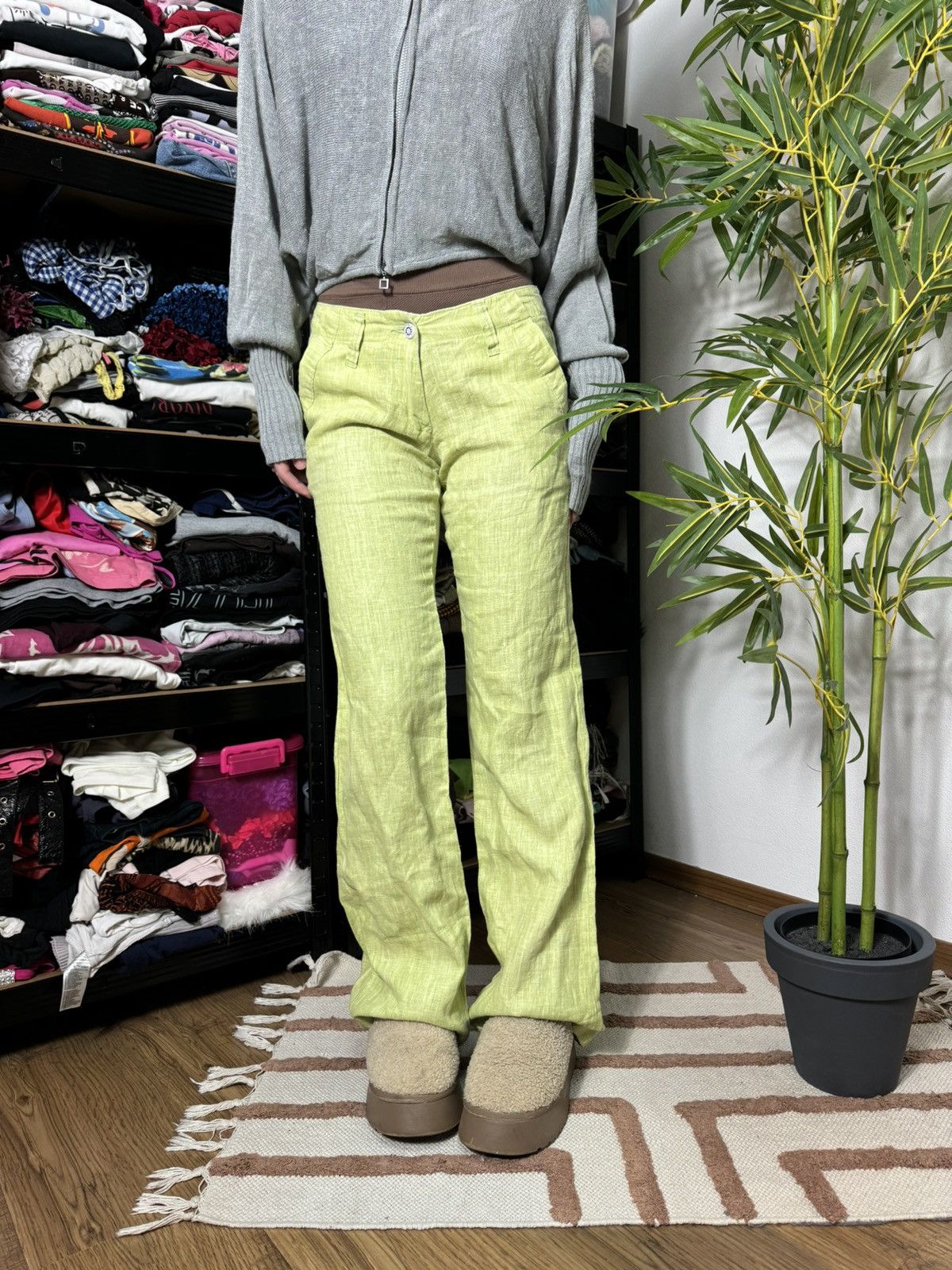 Miss Sixty VINTAGE MISS SIXTY LINEN STRAIGHT MID RISE TROUSERS Size 27" / US 4 / IT 40 - 3 Thumbnail
