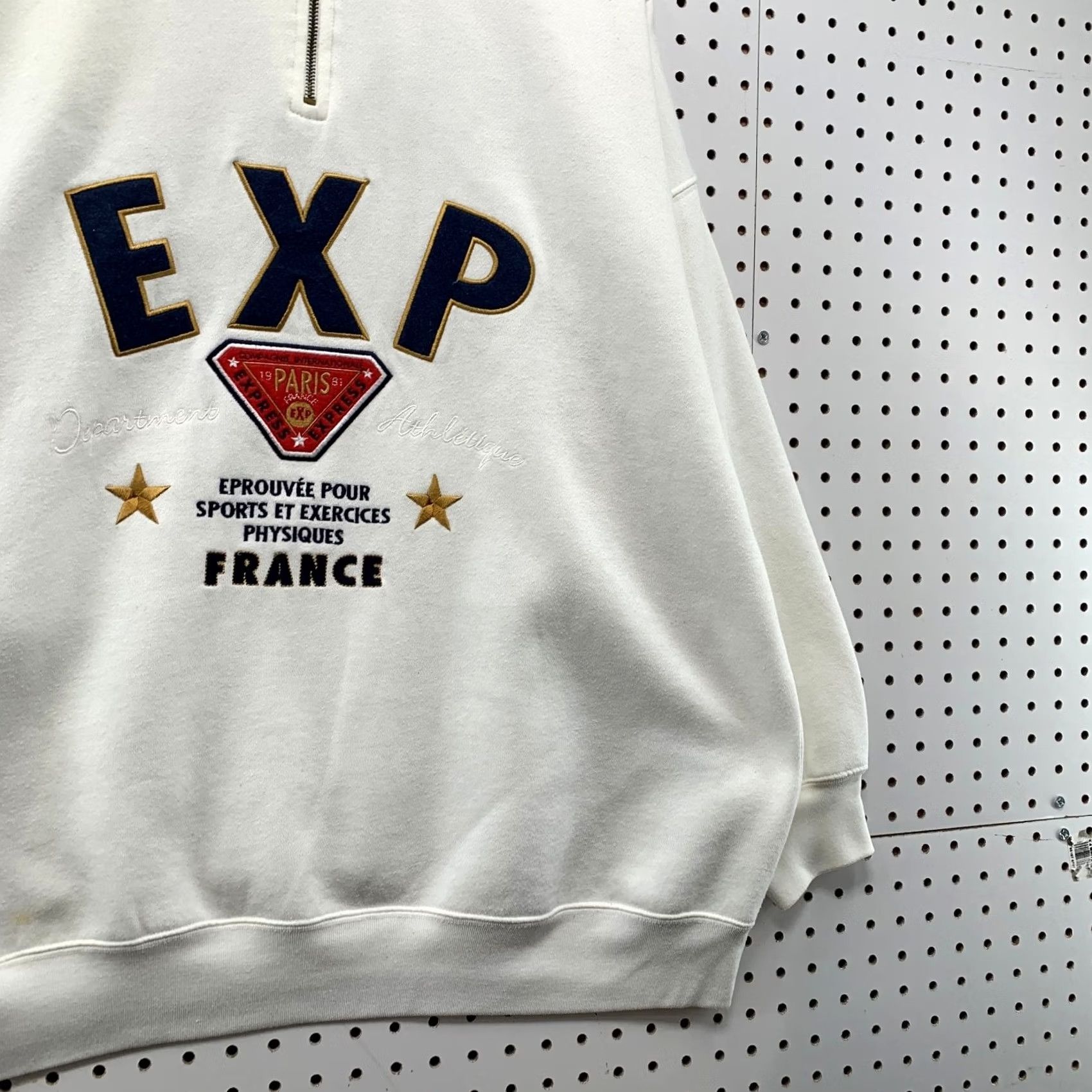 Express VINTAGE Express Sweatshirt Mens XL White Oversized 1/4 Zip Fleece Embroidered Size US XL / EU 56 / 4 - 4 Thumbnail