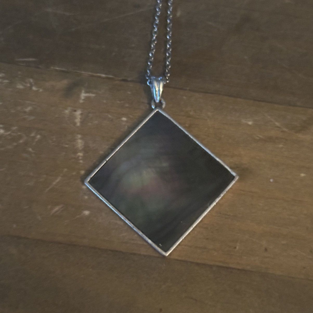 Vintage Vintage silver tone abalone mother of pearl pendant necklace Size ONE SIZE - 5 Thumbnail