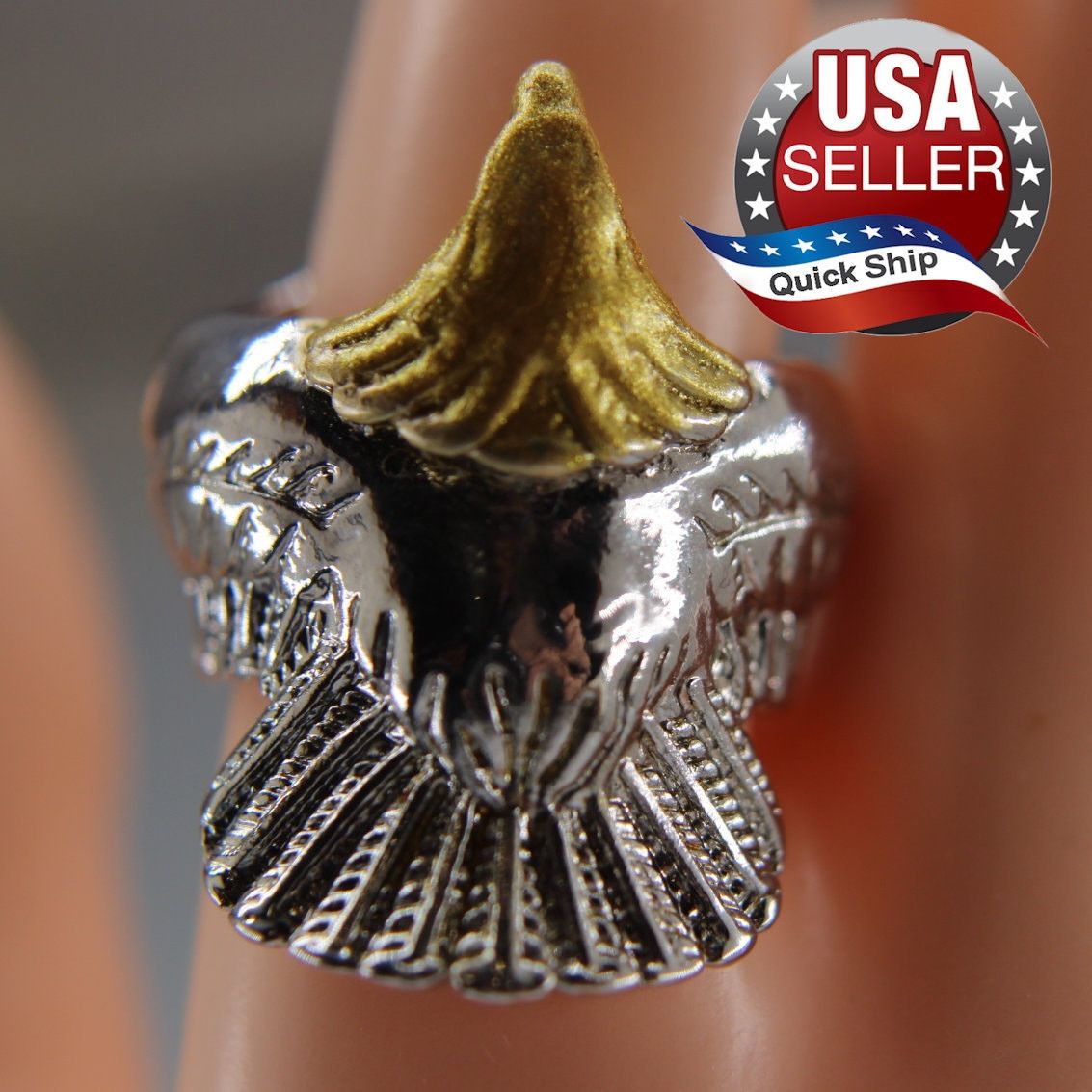 Other Silvertone & Goldtone Modernistic Eagle Unisex Ring •Size. 9 Size ONE SIZE - 1 Thumbnail