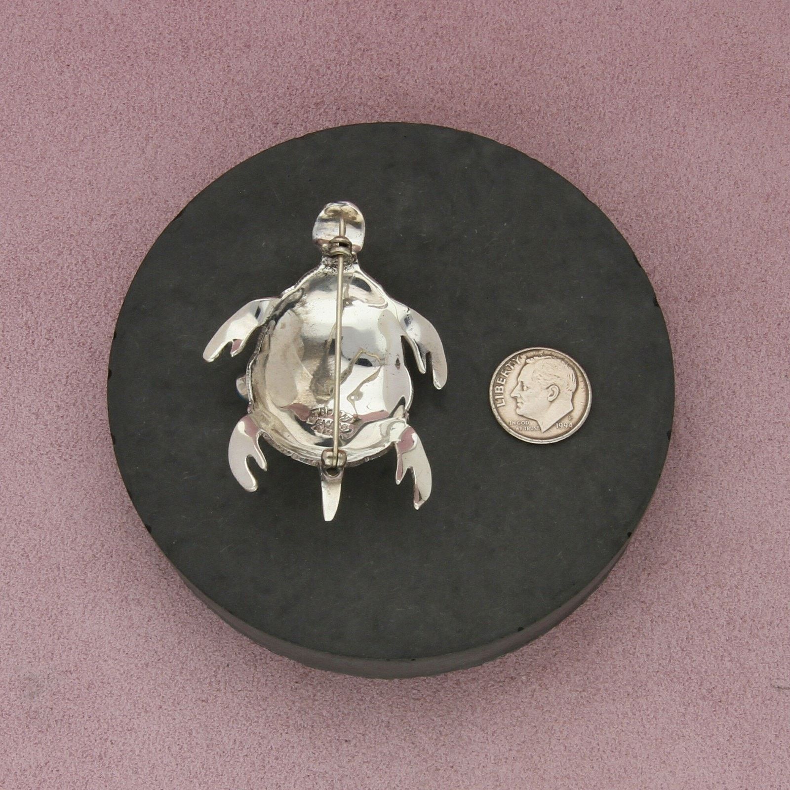 Sterling Silver taxco mexico sterling silver turquoise turtle brooch Size ONE SIZE - 2 Thumbnail