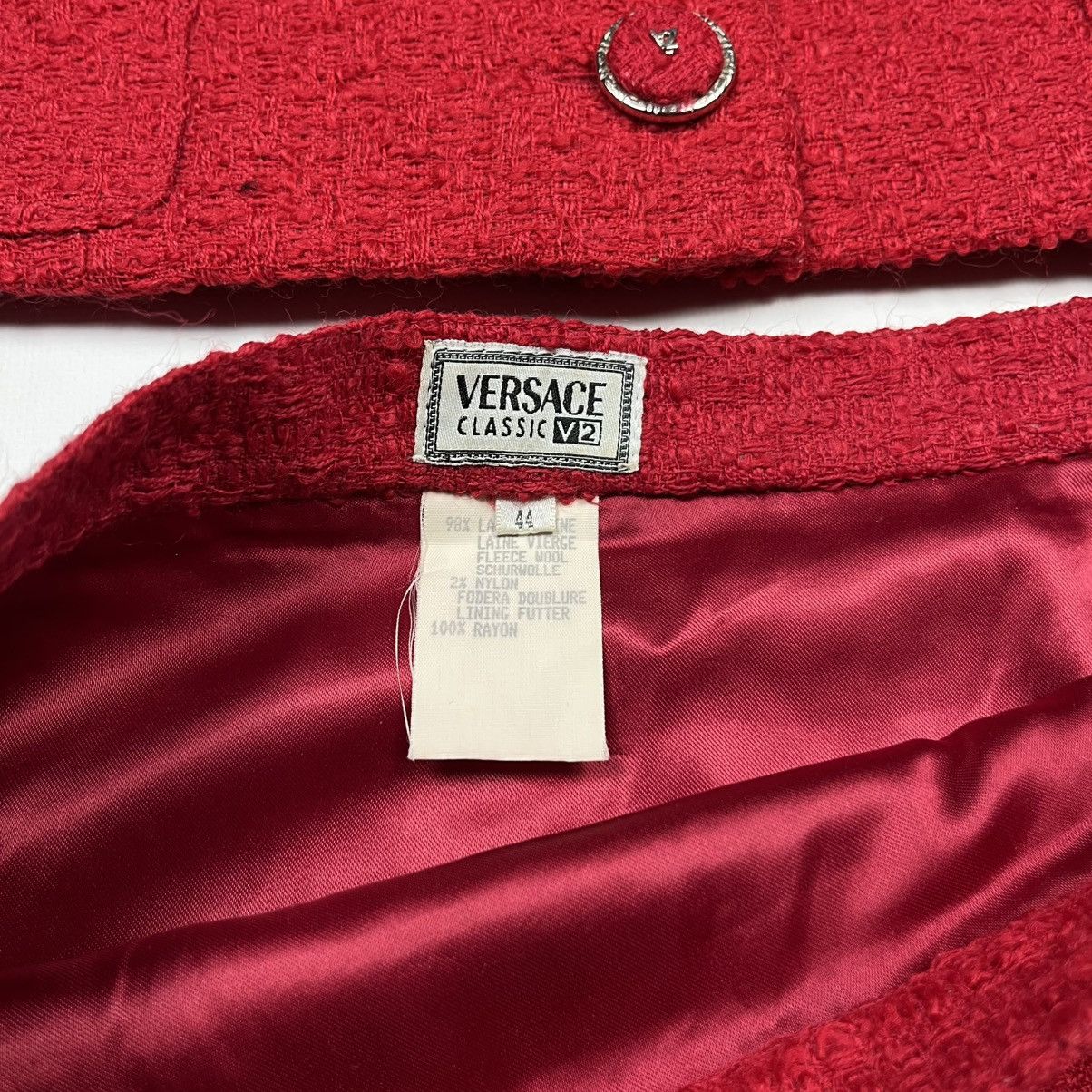 Versace × Vintage Versace Classic V2 Women’s Suit Blazer & Skirt Luxury Red Size M / US 6-8 / IT 42-44 - 8 Thumbnail