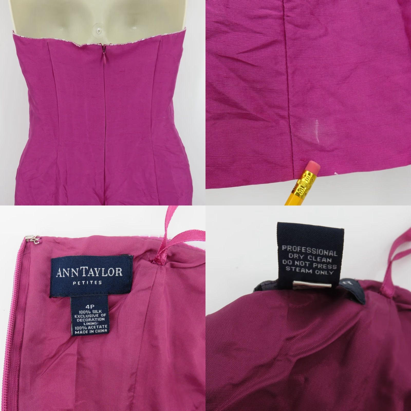 Ann Taylor VINTAGE Ann Taylor Women Petite 4P Pink Crinkle Silk Beaded Sequin Halter Sheath Dress Shirt Dress? Size S / US 4 / IT 40 - 8 Thumbnail