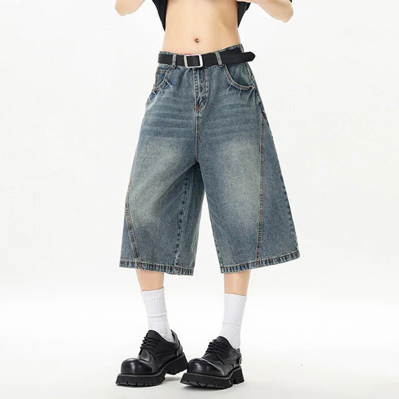 Jean Wide Leg Washed Denim Shorts Men Simple Summer Size US 34 / EU 50 - 5 Thumbnail