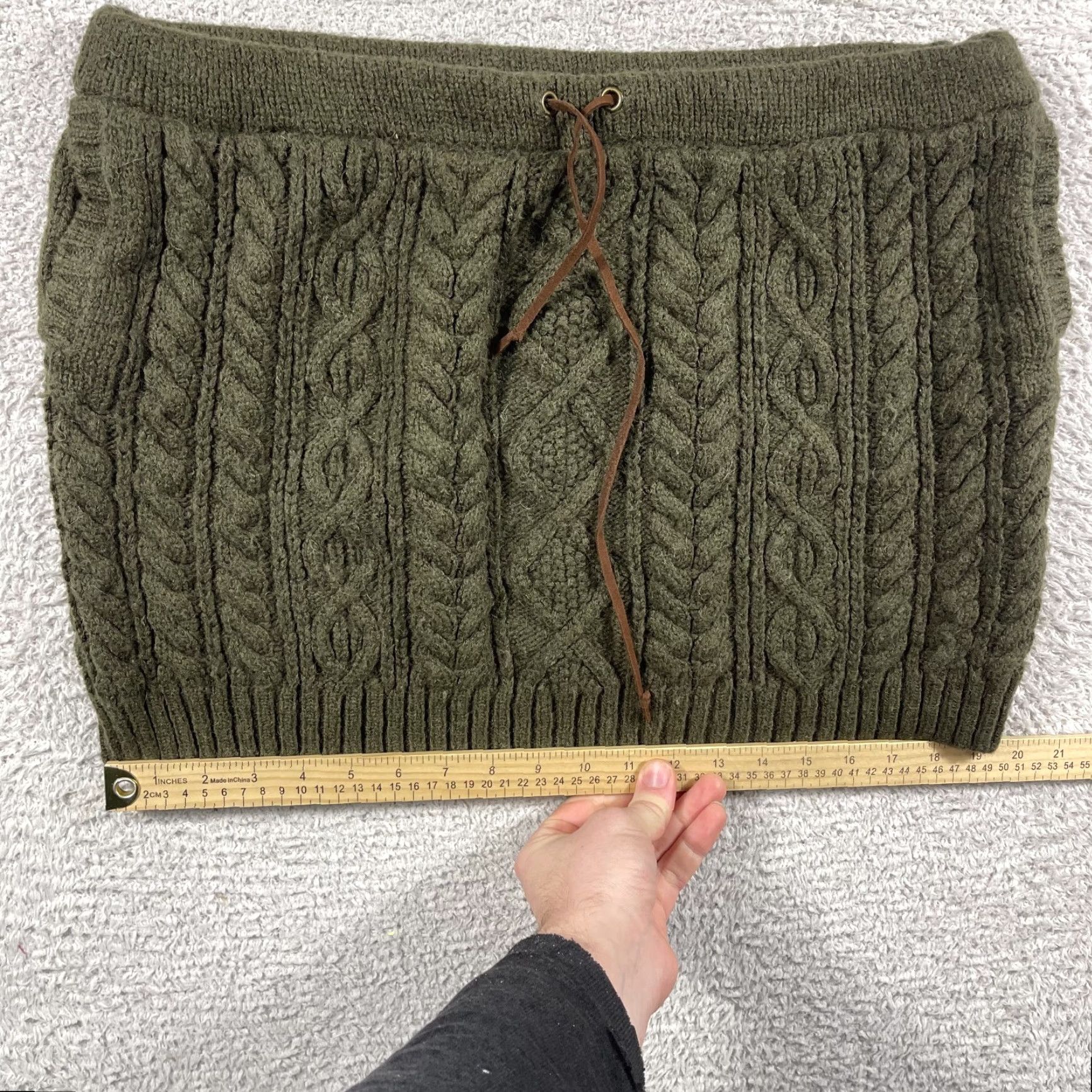 Ralph Lauren Polo Ralph Lauren Skirt Women's Large Green Wool Alpaca Blend Cable Knit Cottage Short Elastic Waist Size 36" / US 14 / IT 50 - 7 Thumbnail