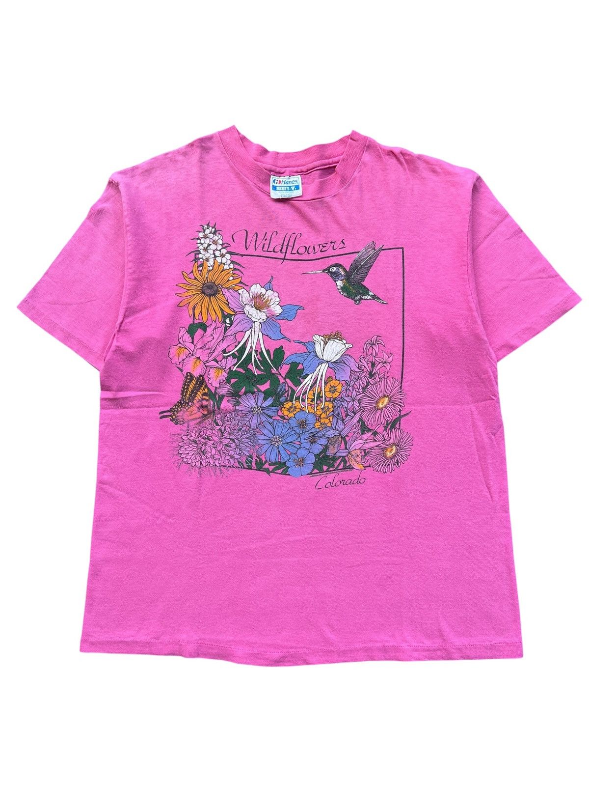 Hanes 1980s 1987 Wildflowers Art Tshirt Size US L / EU 52-54 / 3 - 1 Thumbnail
