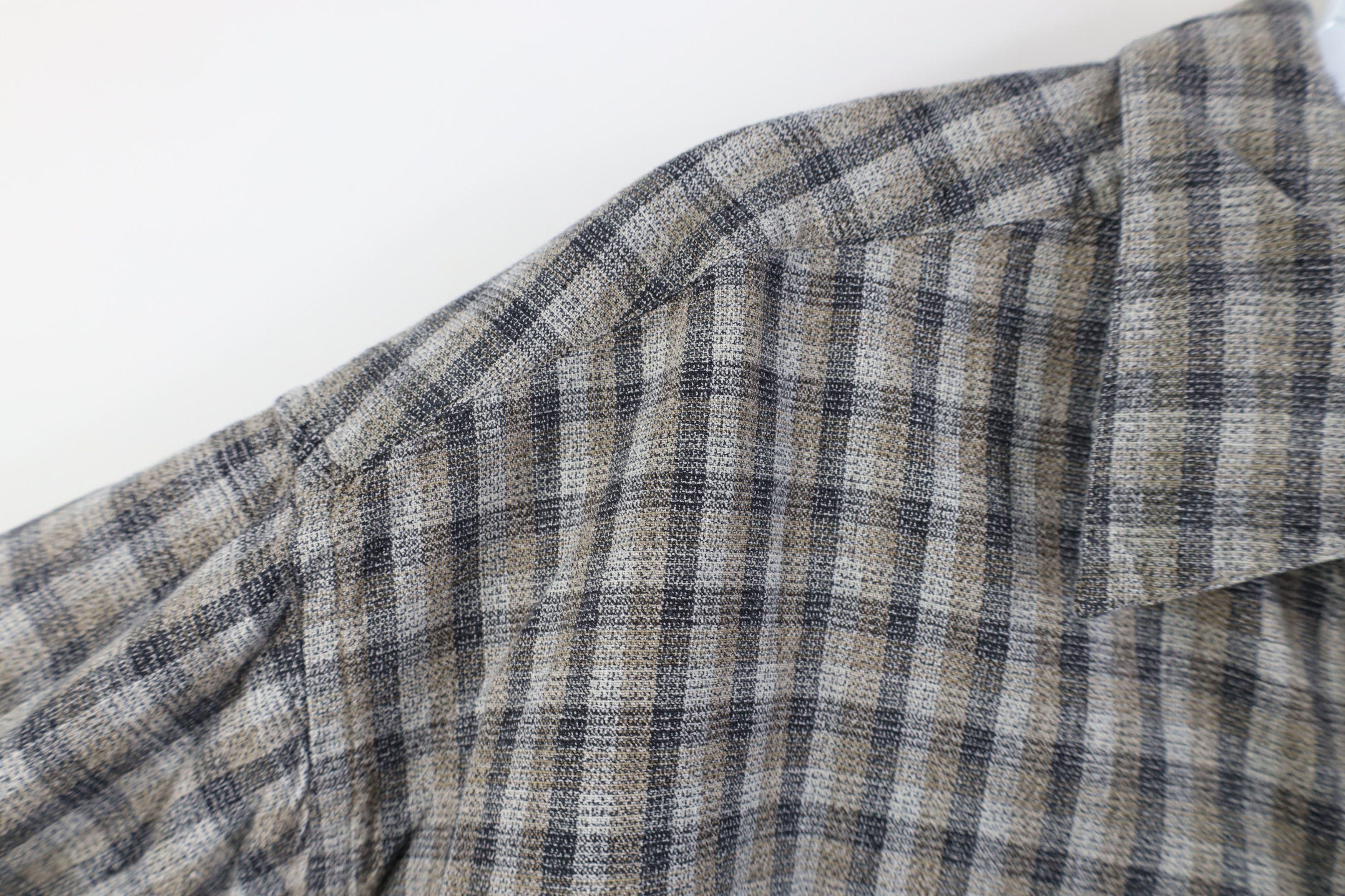 Vintage Vintage 90s Streetwear Knit Collared Button Shirt Plaid Size US XL / EU 56 / 4 - 4 Thumbnail