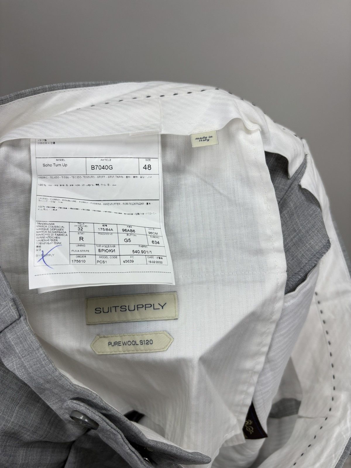 Suitsupply Mens pants Suitsupply Size 48 Color Gray Size US 32 / EU 48 - 7 Thumbnail