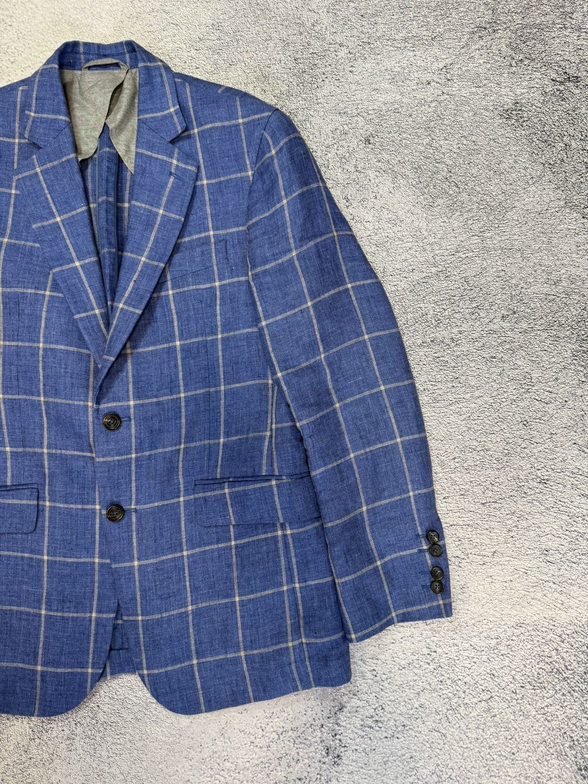 Hackett Hackett Mayfair Linen Blazer 38R/48R Windowpane Sport Coat Size 38R - 4 Thumbnail
