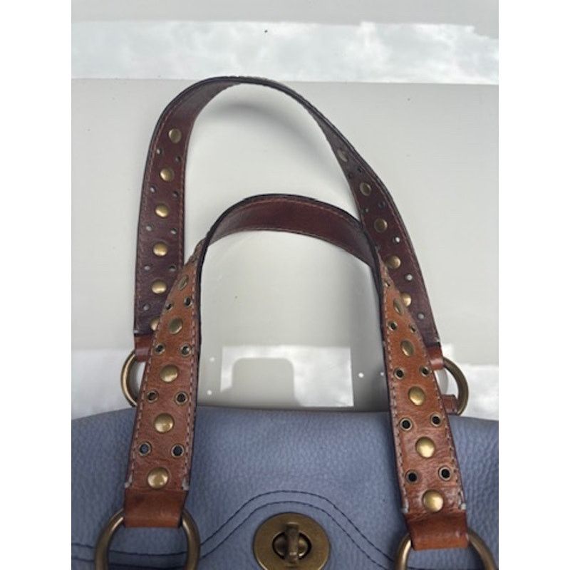 COACH Chelsea Satchel Bag Blue Nubuck Leather Turn Lock