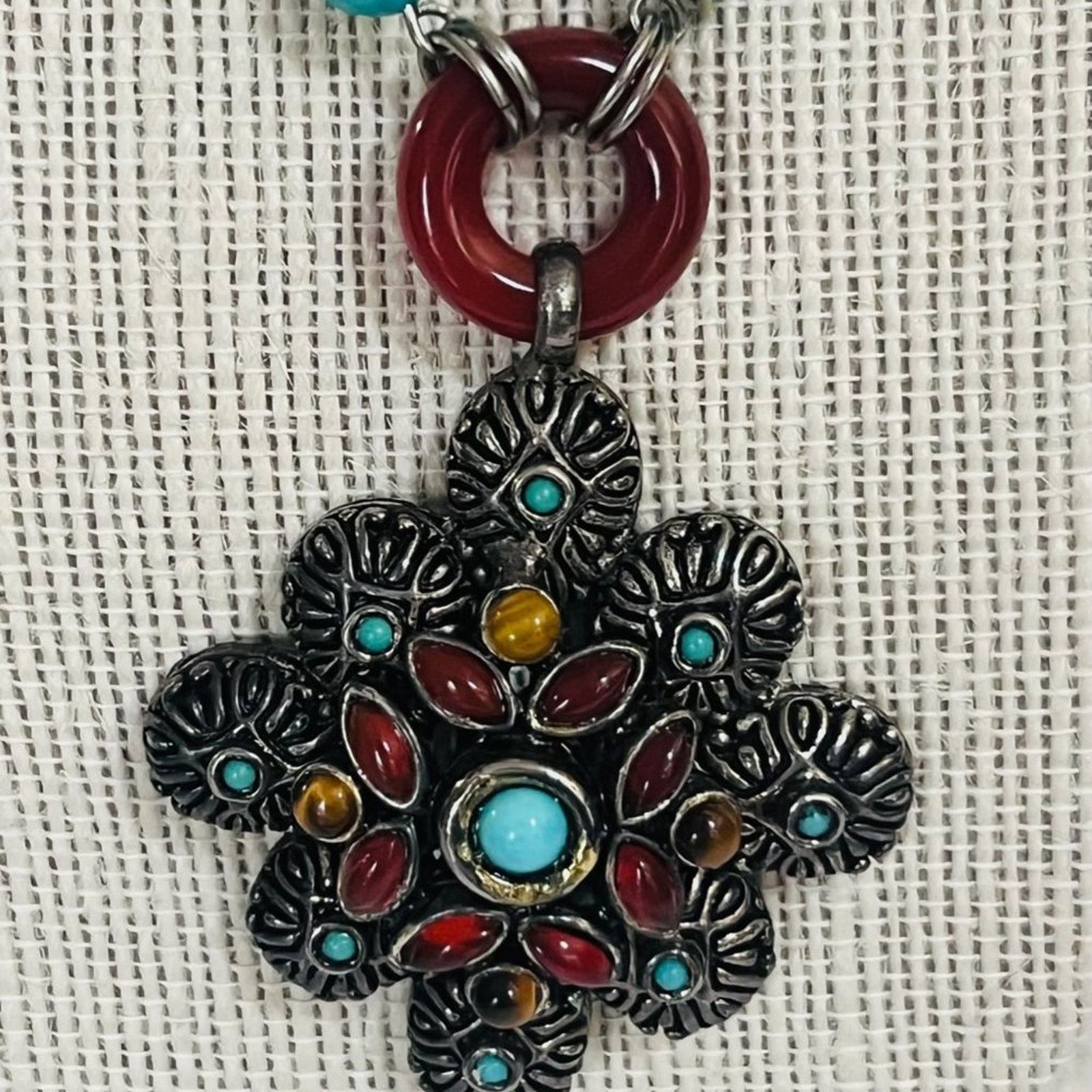 & Other Stories Vintage Signed - RJ Graziano - SW Turquoise Carnelian Neckla Size ONE SIZE - 4 Thumbnail