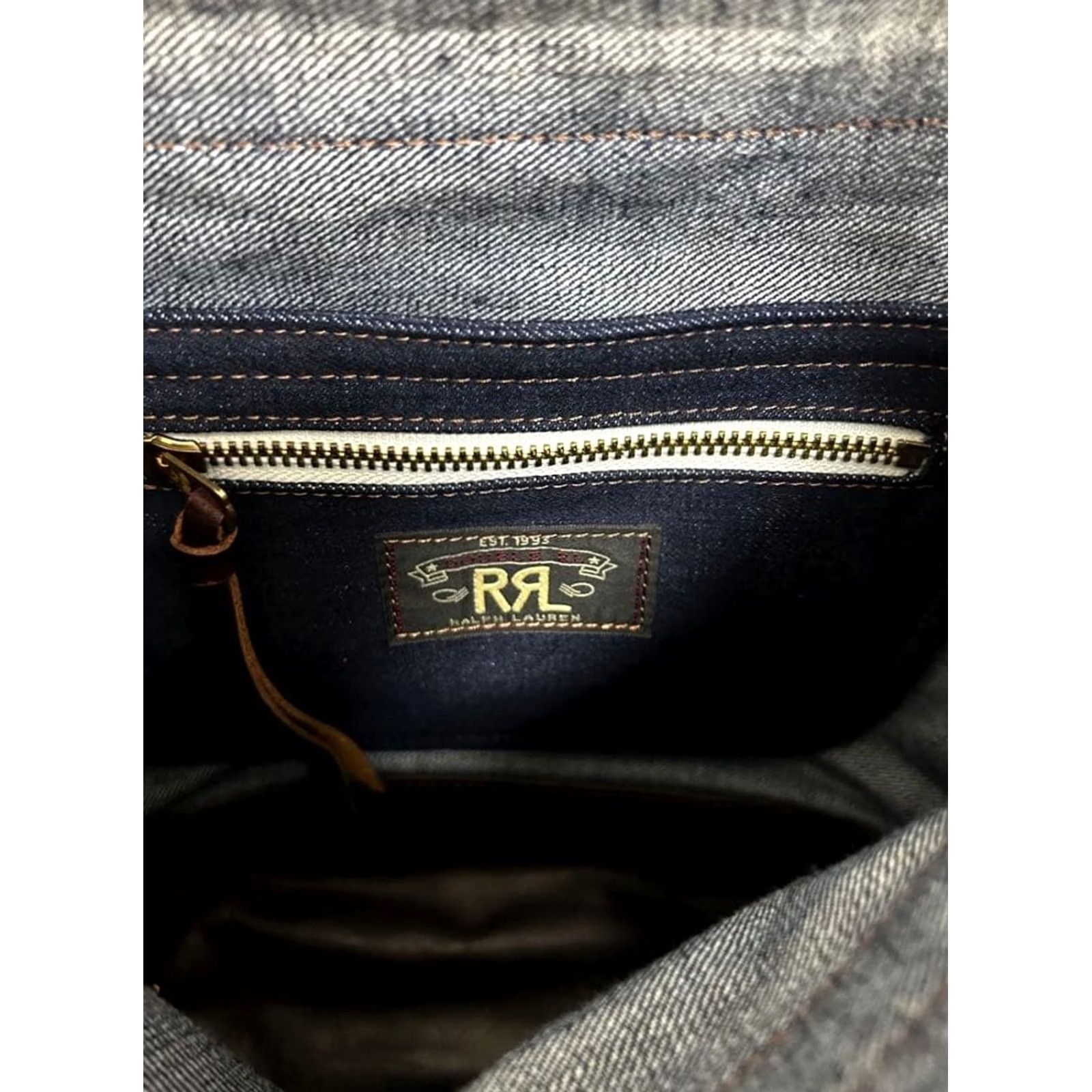 Ralph Lauren RRL Ralph Lauren Shoulder Bag Denim Leather Dark Indigo Logo Medium Unisex Adults Size ONE SIZE - 5 Thumbnail