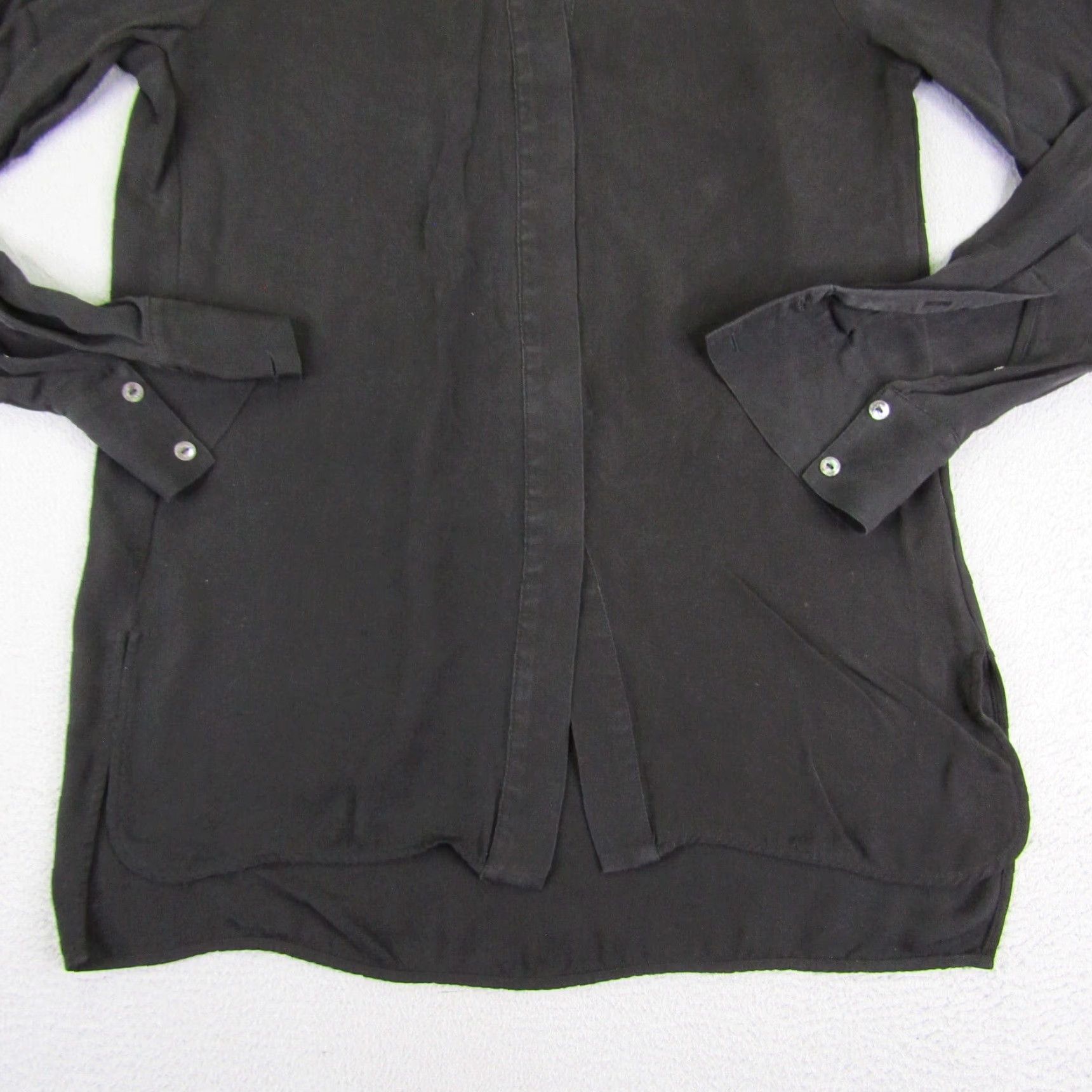 Vince VINTAGE Vince Silk Button-Up Tunic Shirt Womens Size 2 Black Long Sleeve Classic Size XS / US 0-2 / IT 36-38 - 3 Thumbnail