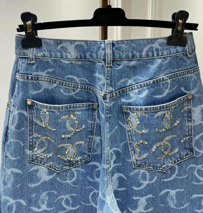 Chanel Chanel Preview Series Blue Logo Wide-leg Jeans Size 25" / US 0 / IT 36 - 5 Thumbnail