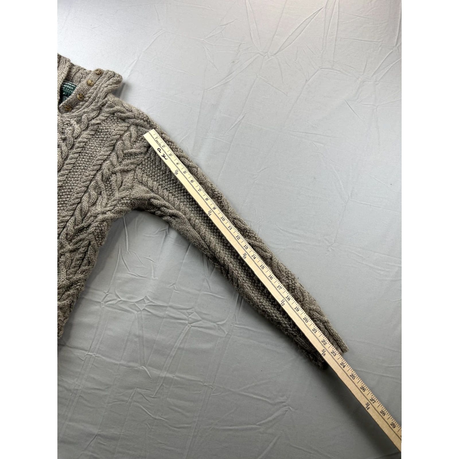 Ralph Lauren Lauren Ralph Lauren Sweater Womens P Medium Wool Cable Knit Henley Pullover Size M / US 6-8 / IT 42-44 - 7 Thumbnail