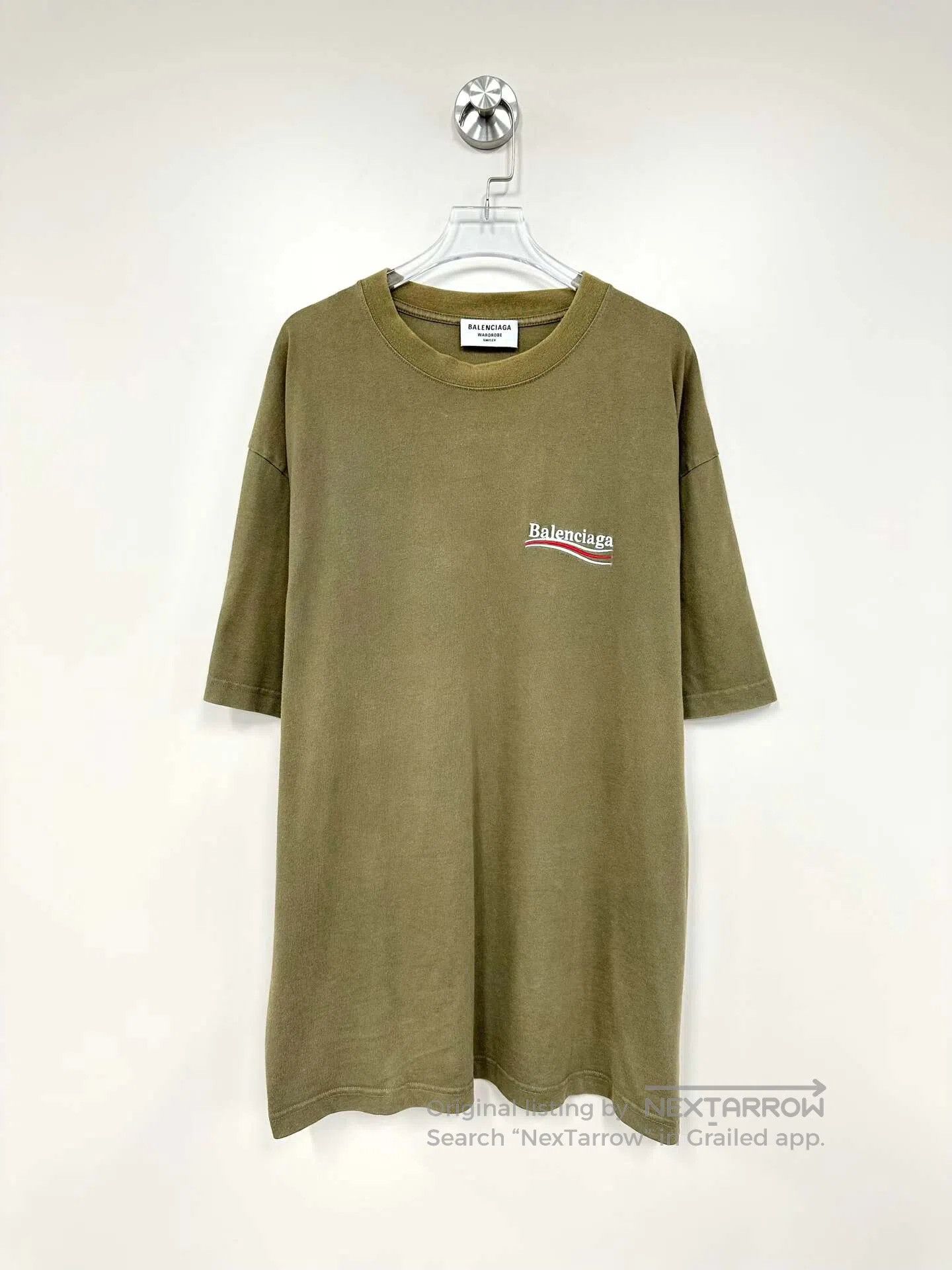 Balenciaga Balenciaga Olive Green Embroidered Logo Coke Short Sleeve| Size US M / EU 48-50 / 2 - 1 Thumbnail