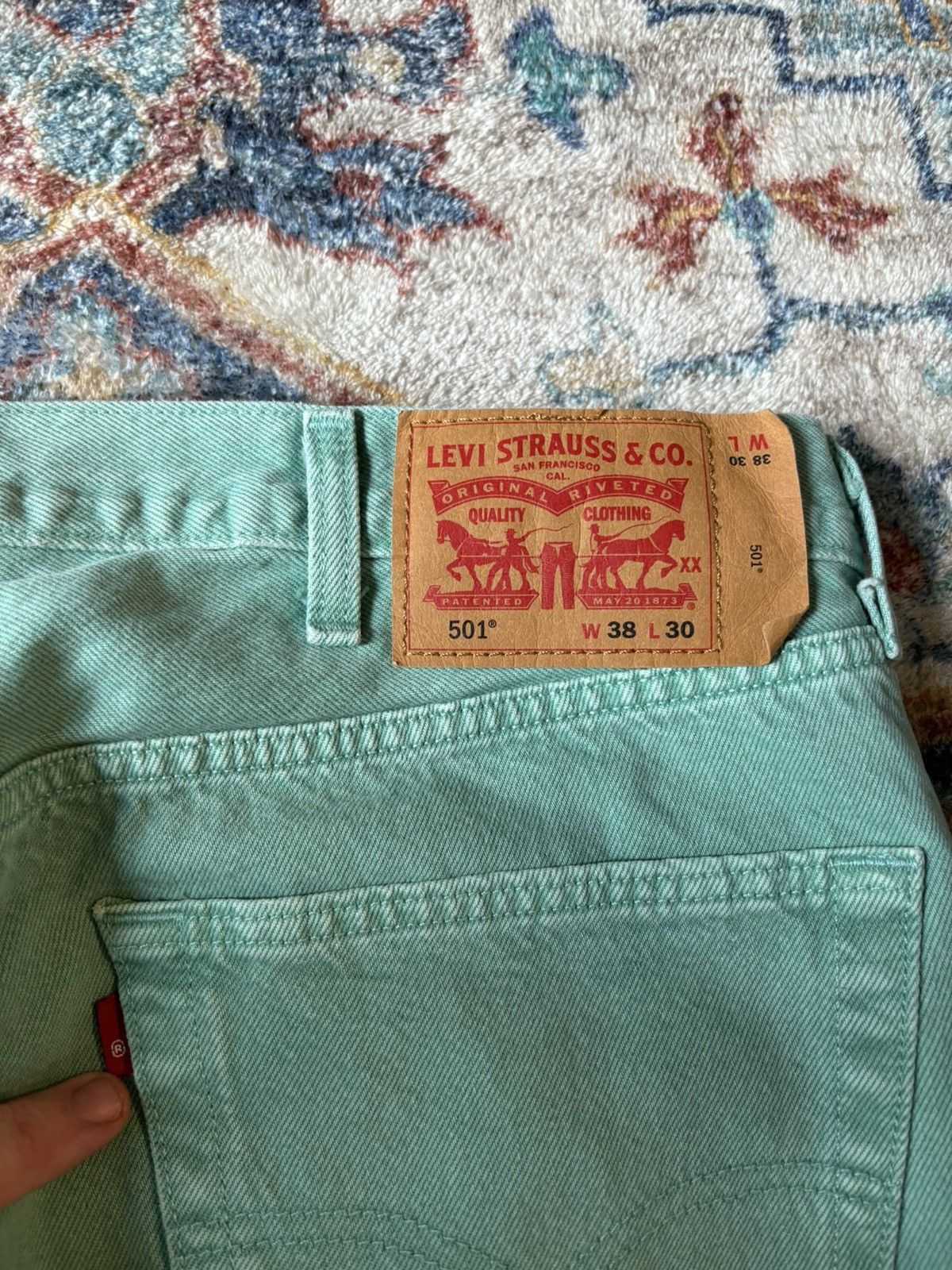 Levi's Levi’s 501 Turquoise Button-Fly Jeans Size 37 Size US 37 - 4 Thumbnail