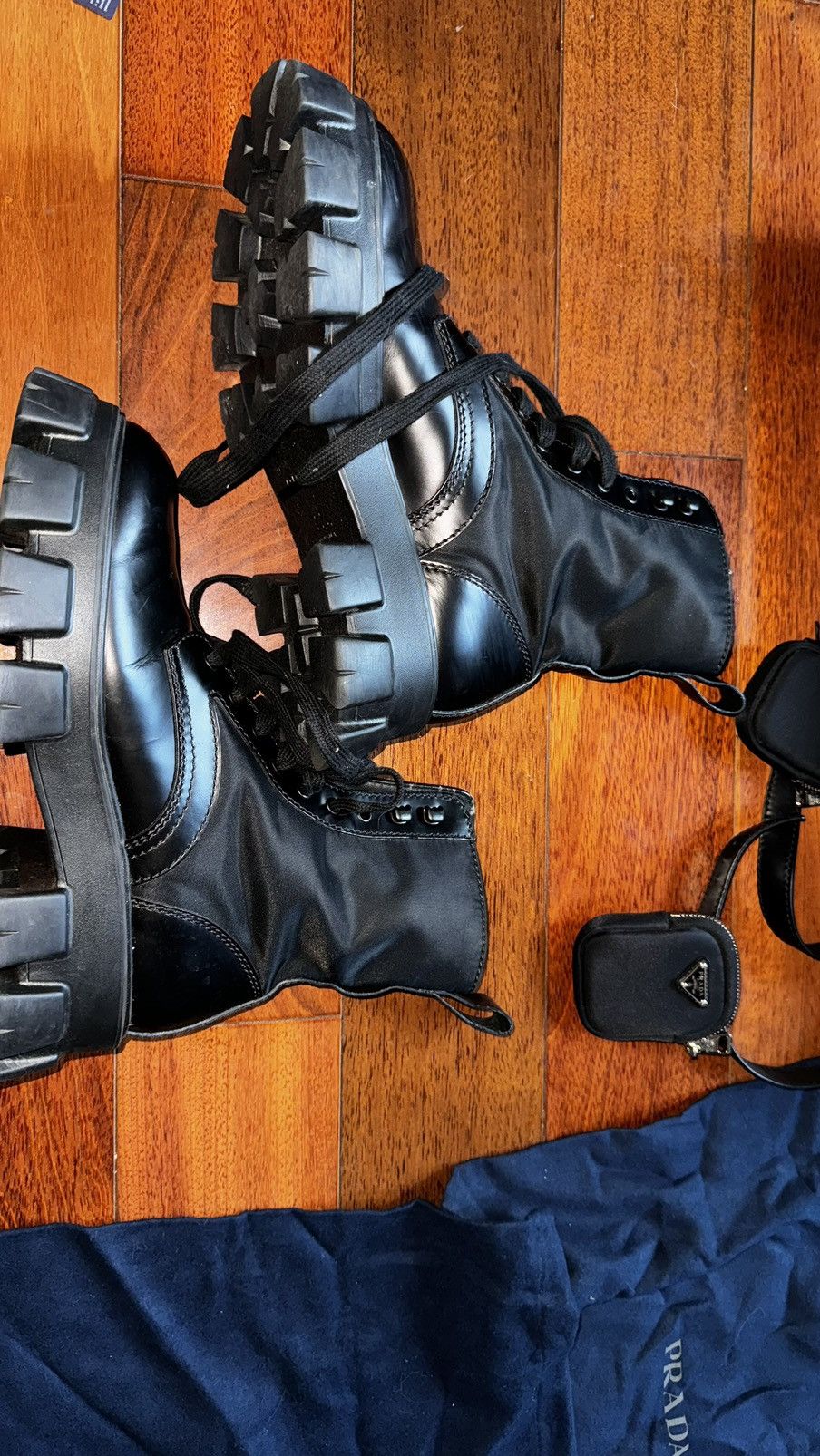 Prada Prada Monolith brushed leather renylon combat boot Size US 10.5 / EU 43-44 - 5 Thumbnail