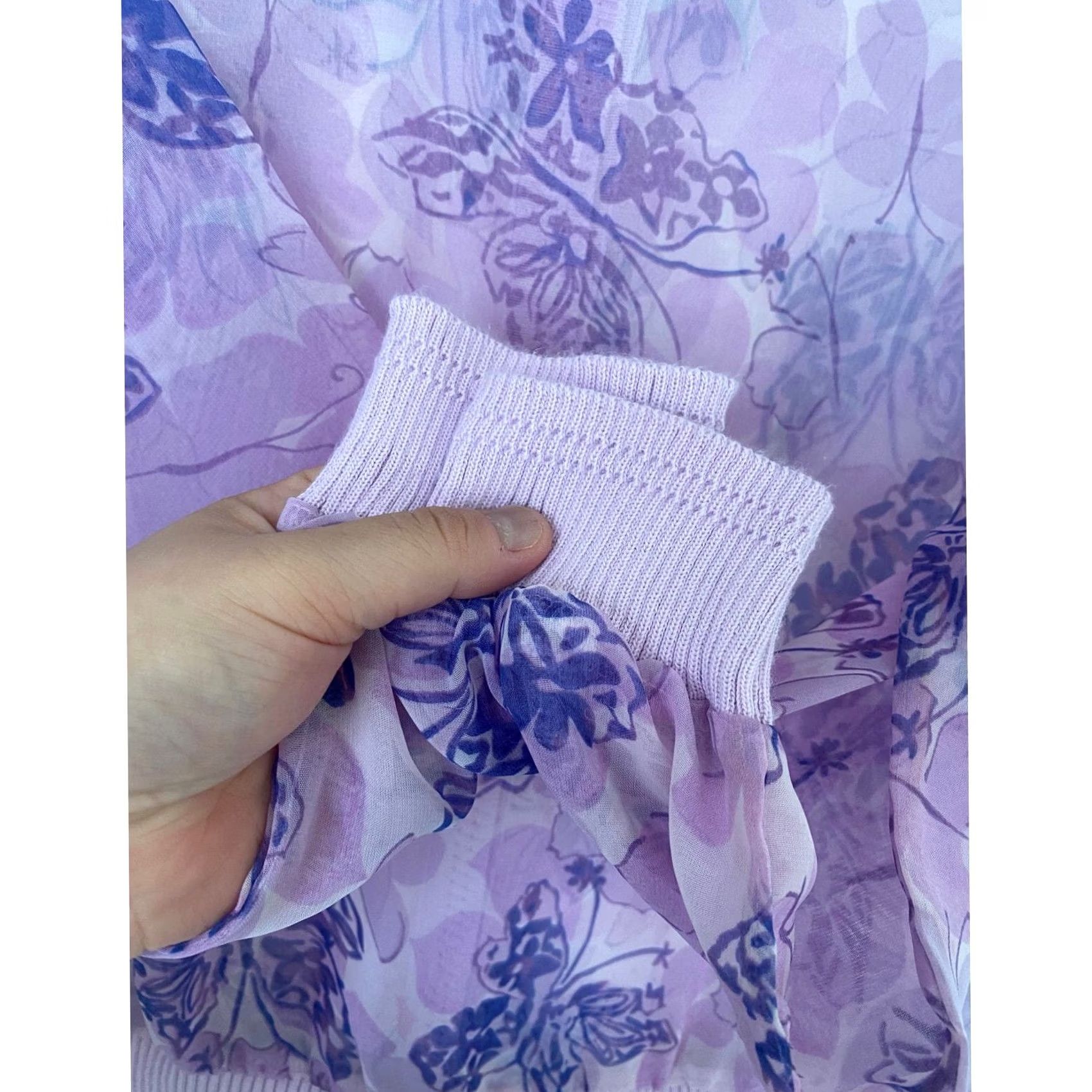 Vintage Independent Sheer Purple Butterfly Light Button Down Long Sleeve Cardigan - Size M/L Women Button-Upווי Size M / US 6-8 / IT 42-44 - 4 Thumbnail