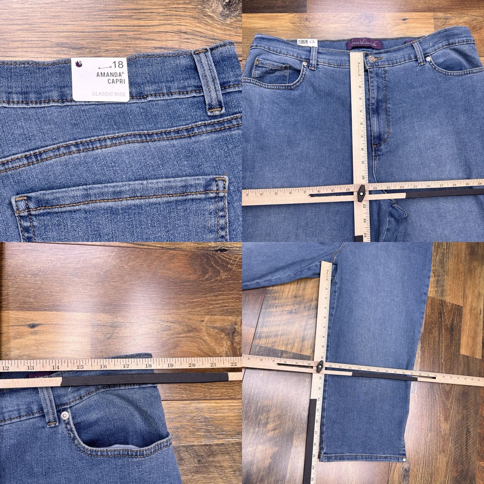 Gloria Vanderbilt Gloria Vanderbilt Amanda Capri Jeans 18 Regular High Rise Blue Denim Stretch 5-Pocket Womens Jeans Pants Capris Alex Amanda Model Vintage No Size 40" / US 18 - 8 Thumbnail