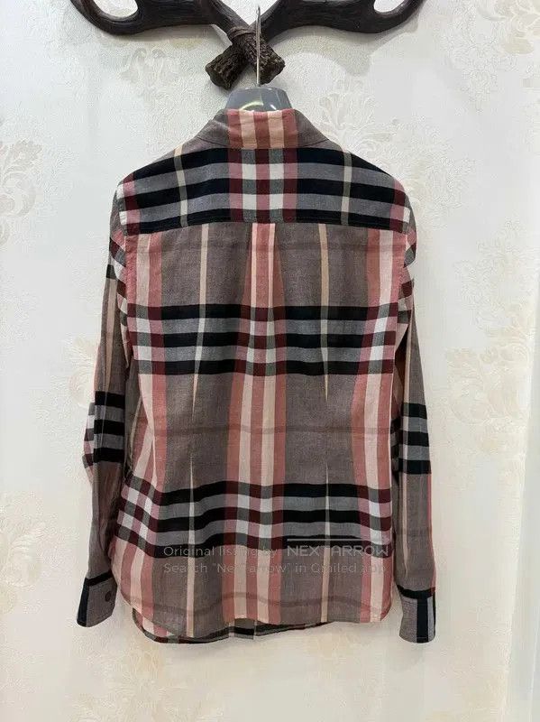 Burberry Burberry Light Gray Cotton Check Long Sleeve Shirt. Size XS / US 0-2 / IT 36-38 - 2 Thumbnail
