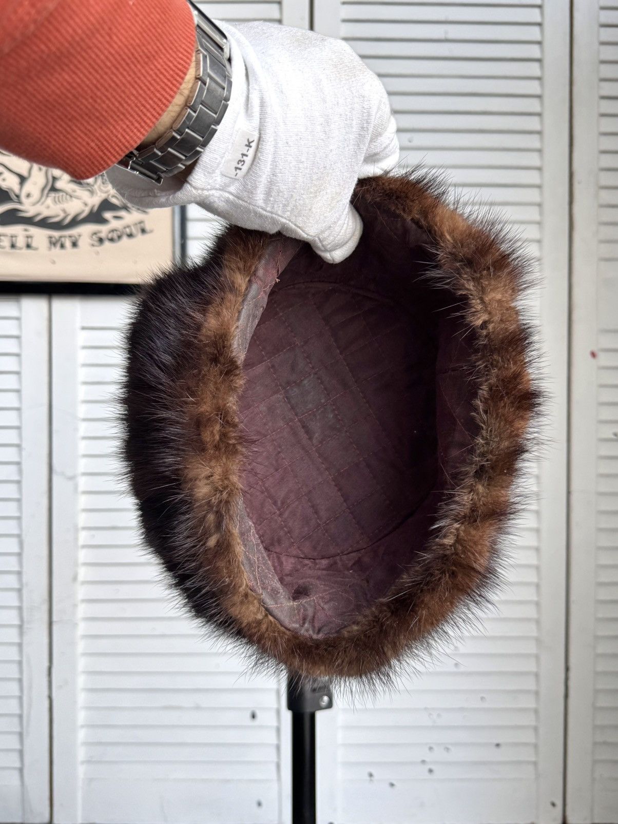 Vintage Vintage 1970s Suede & Fur Ushanka Hat Brown Burgundy Trapper Size ONE SIZE - 12 Thumbnail